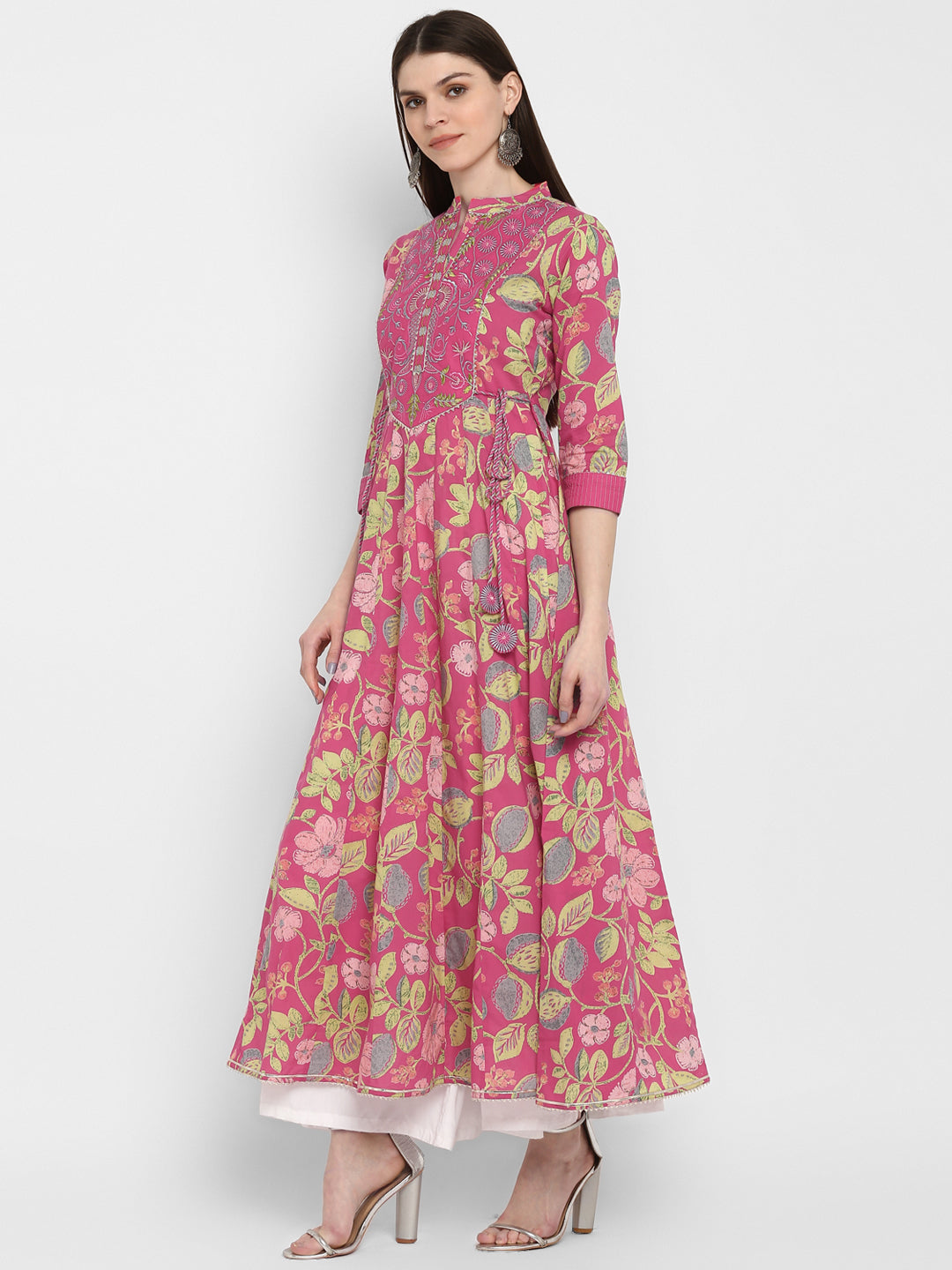 NOZ2TOZ Women's Printed Anarkali Coral Kurta- (1pc set) 