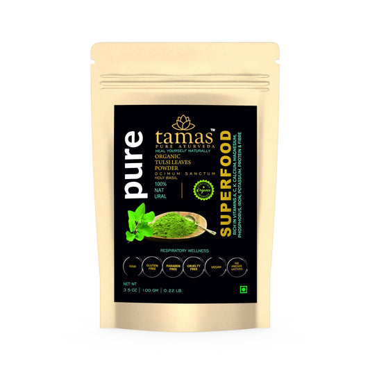 Tamas Pure Ayurveda Superfood Organic Tulsi Leaves Powder 