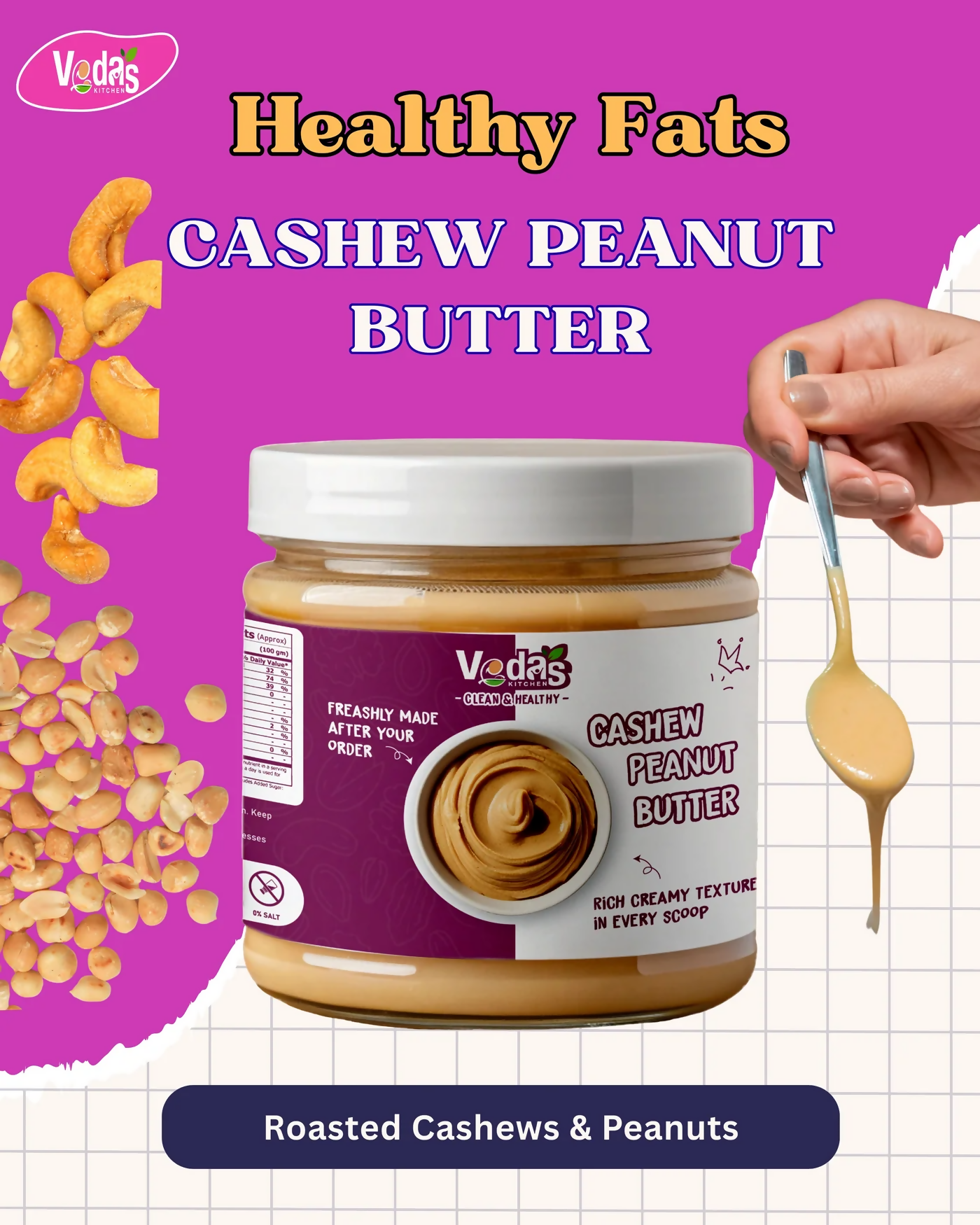 Vedas Kitchen Cashew Peanut Butter  Grab2Buy Vedas Kitchen Grab2Buy
