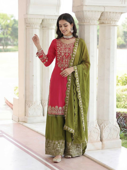 Joban Fashion Pink Silk Embroidered Sharara Set