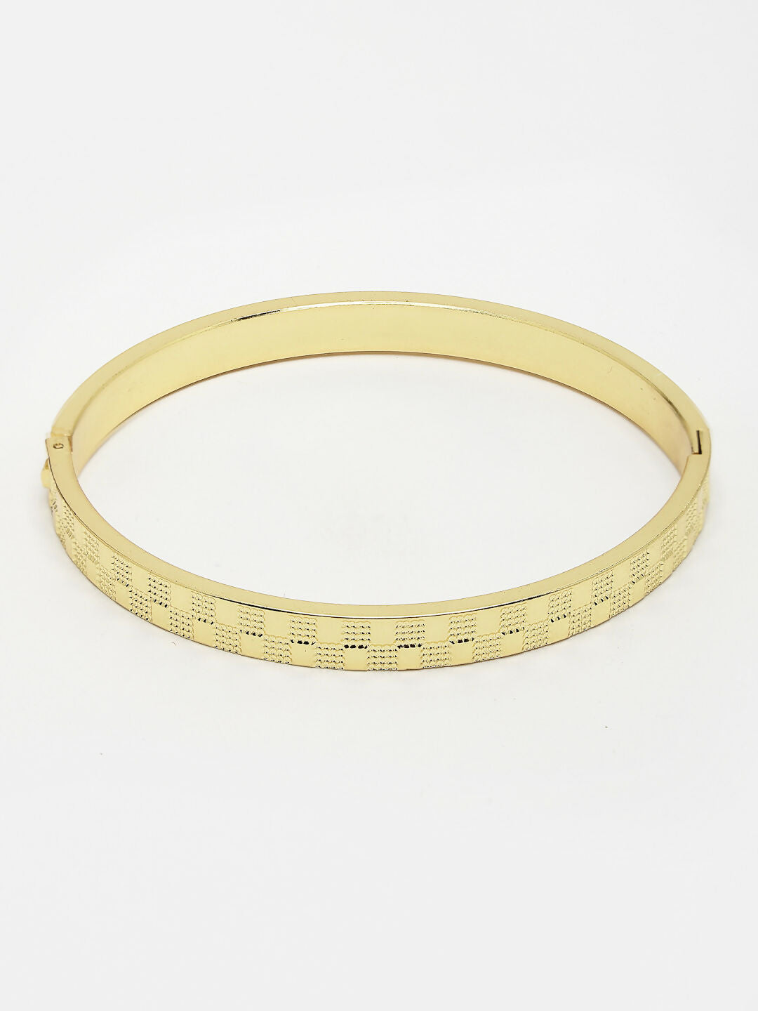 NVR Men's Gold-Polished Stainless Steel Kada Bracelet