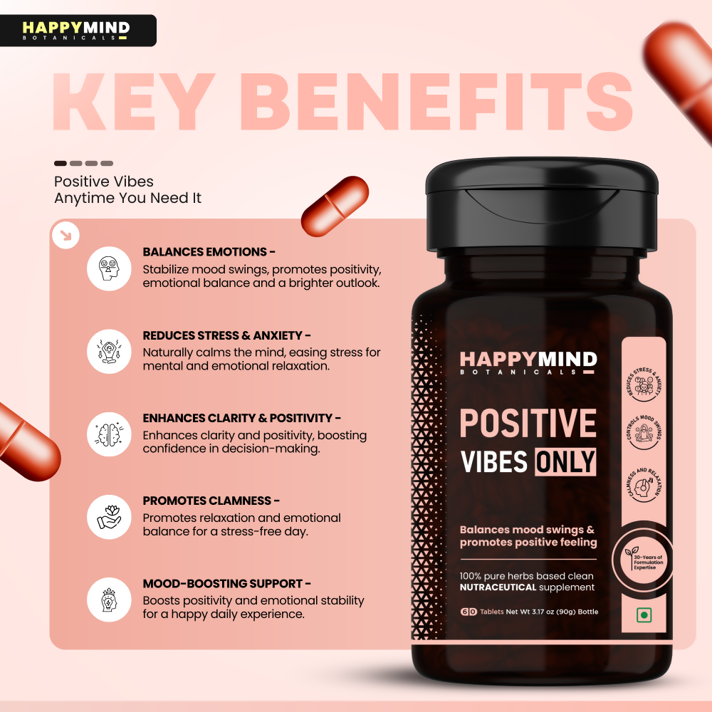 HappyMind Botanicals Positive Vibes Only Veg Tablets 