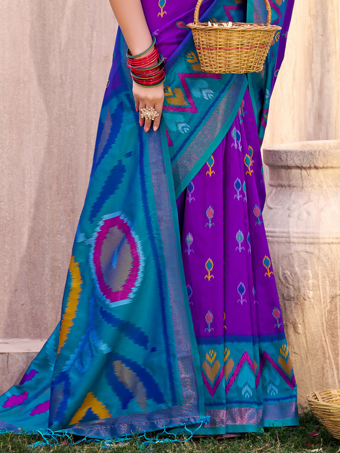 Shree Shyam Fashion Purple Pochampally Silk Saree