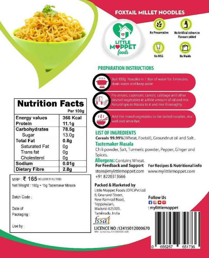 Little Moppet Foods Foxtail Millet Noodles 