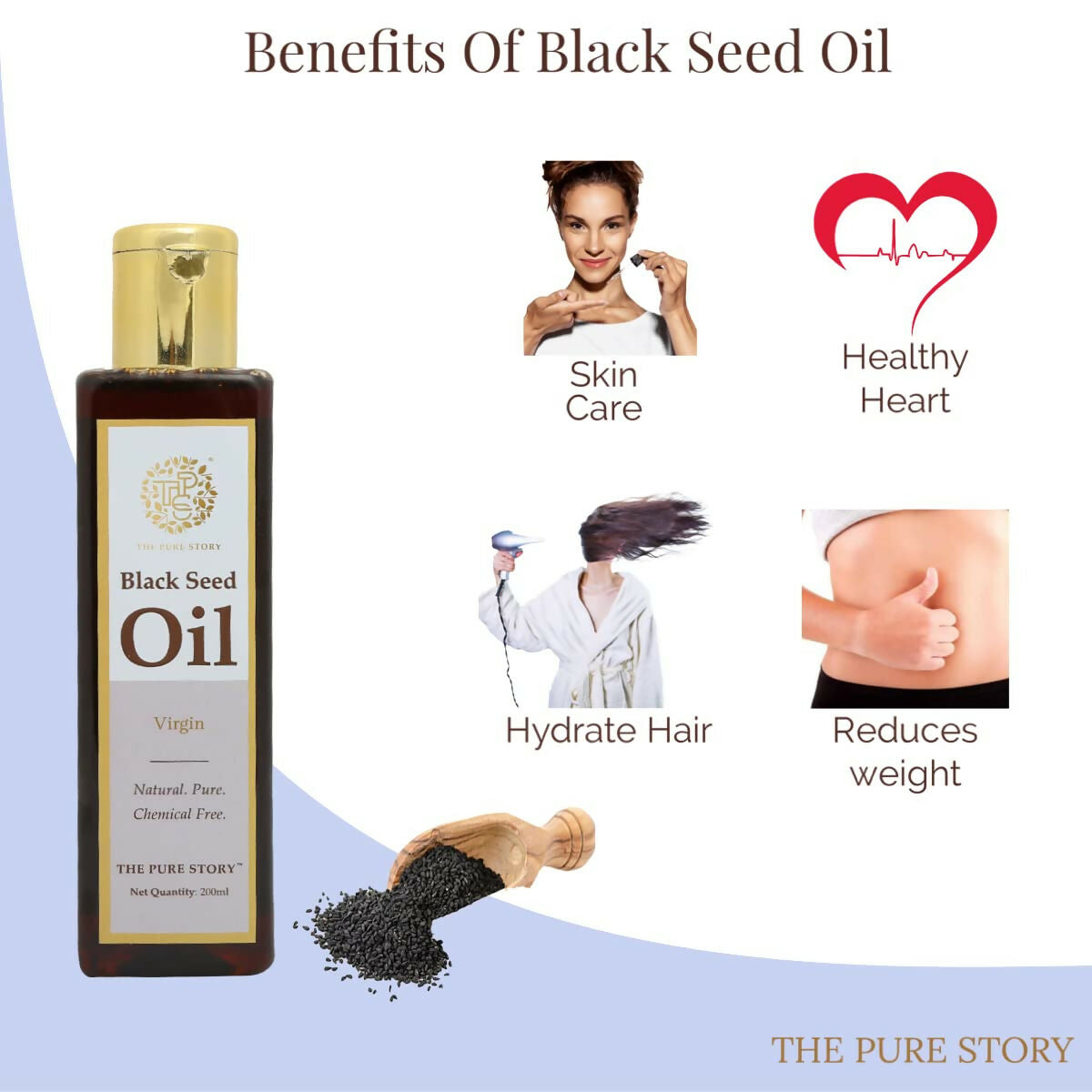 The Pure Story Black Seed Hair Oil - Pure And Natural  Grab2Buy The Pure Story Grab2Buy