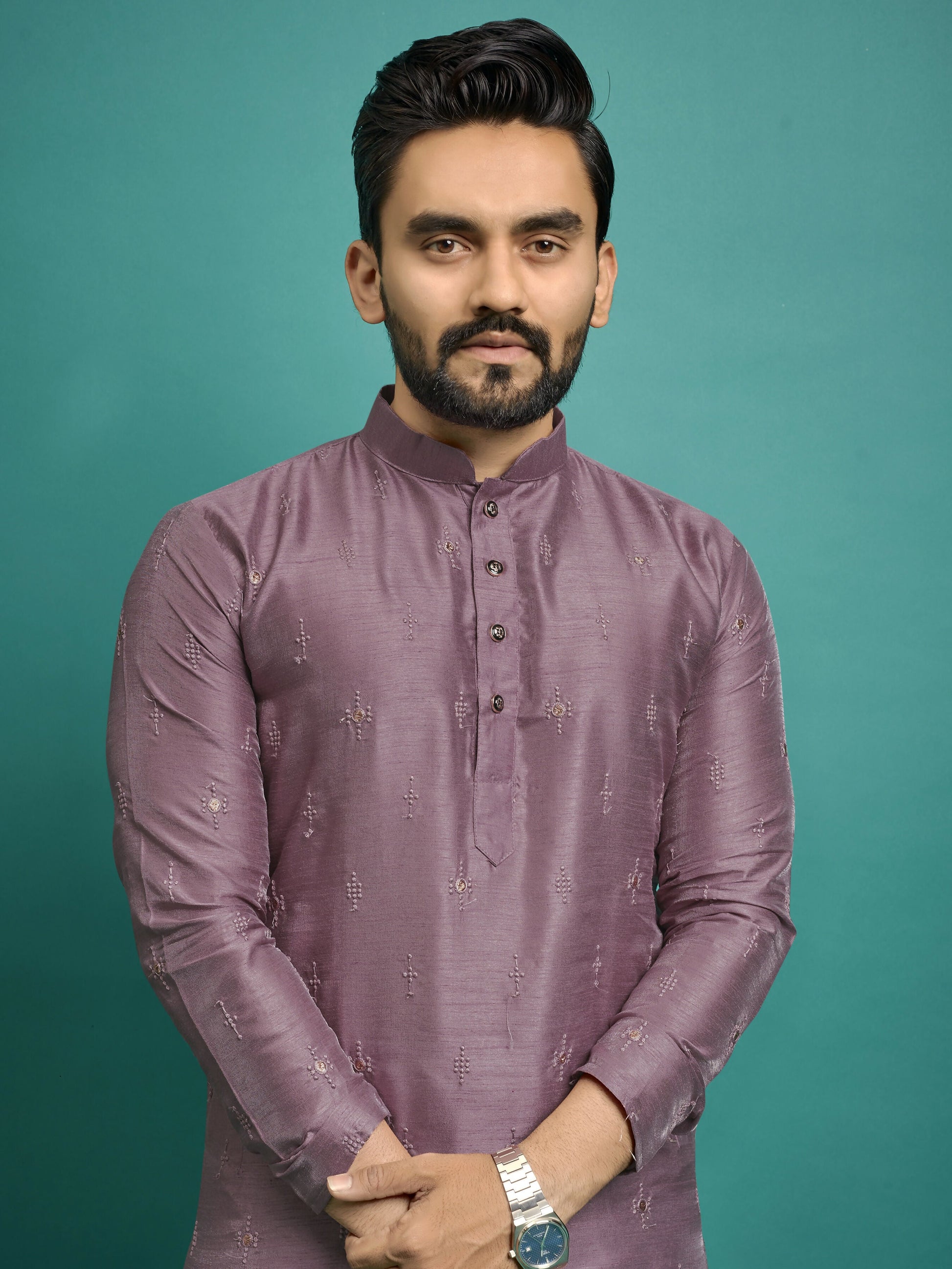 Mens Onion Color Kurta Pajama for Party Wear by Infinity Export