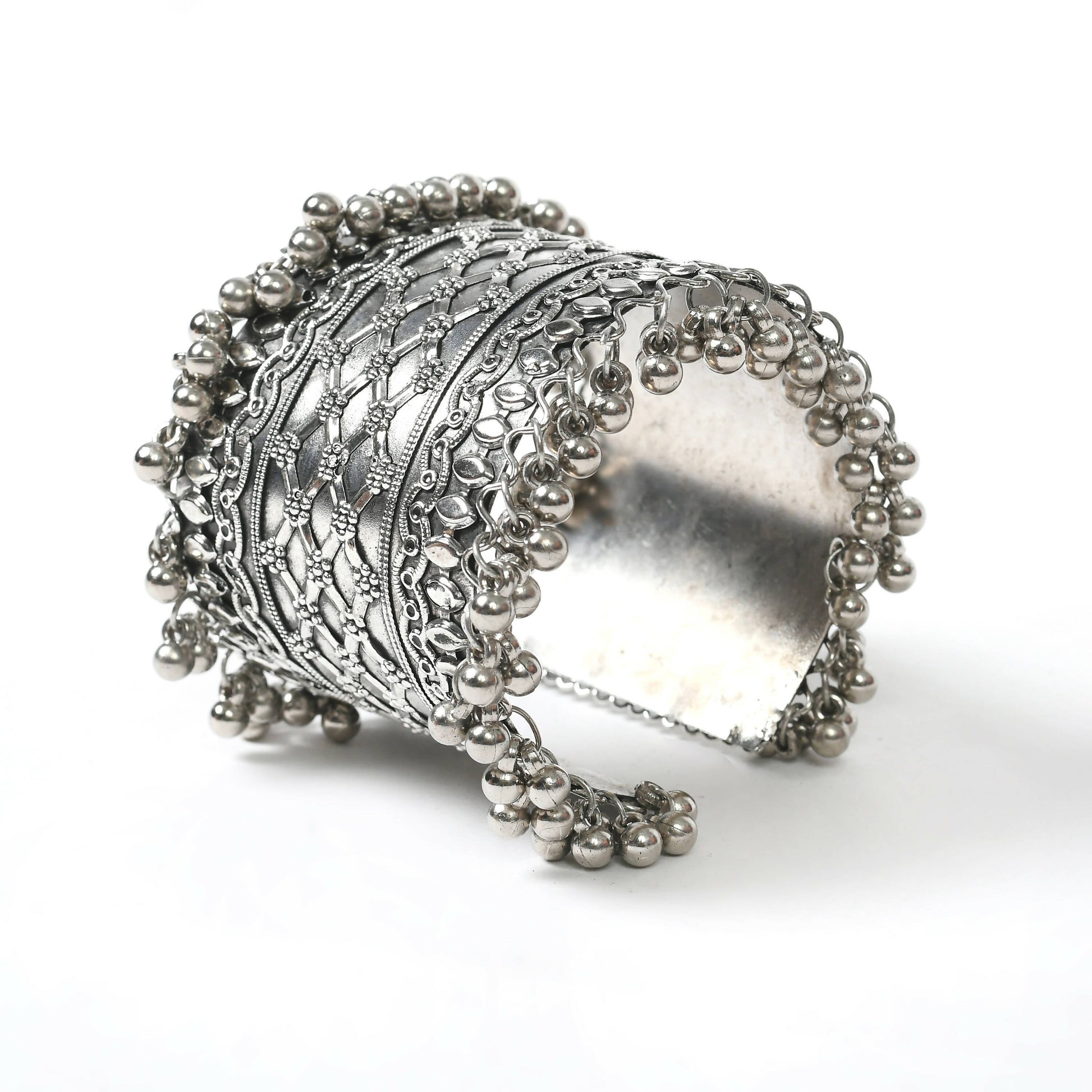 Mominos Fashion Joharkamal Oxidised Silver-Plated Ghungroo Handcraft Bracelet - Design 026 