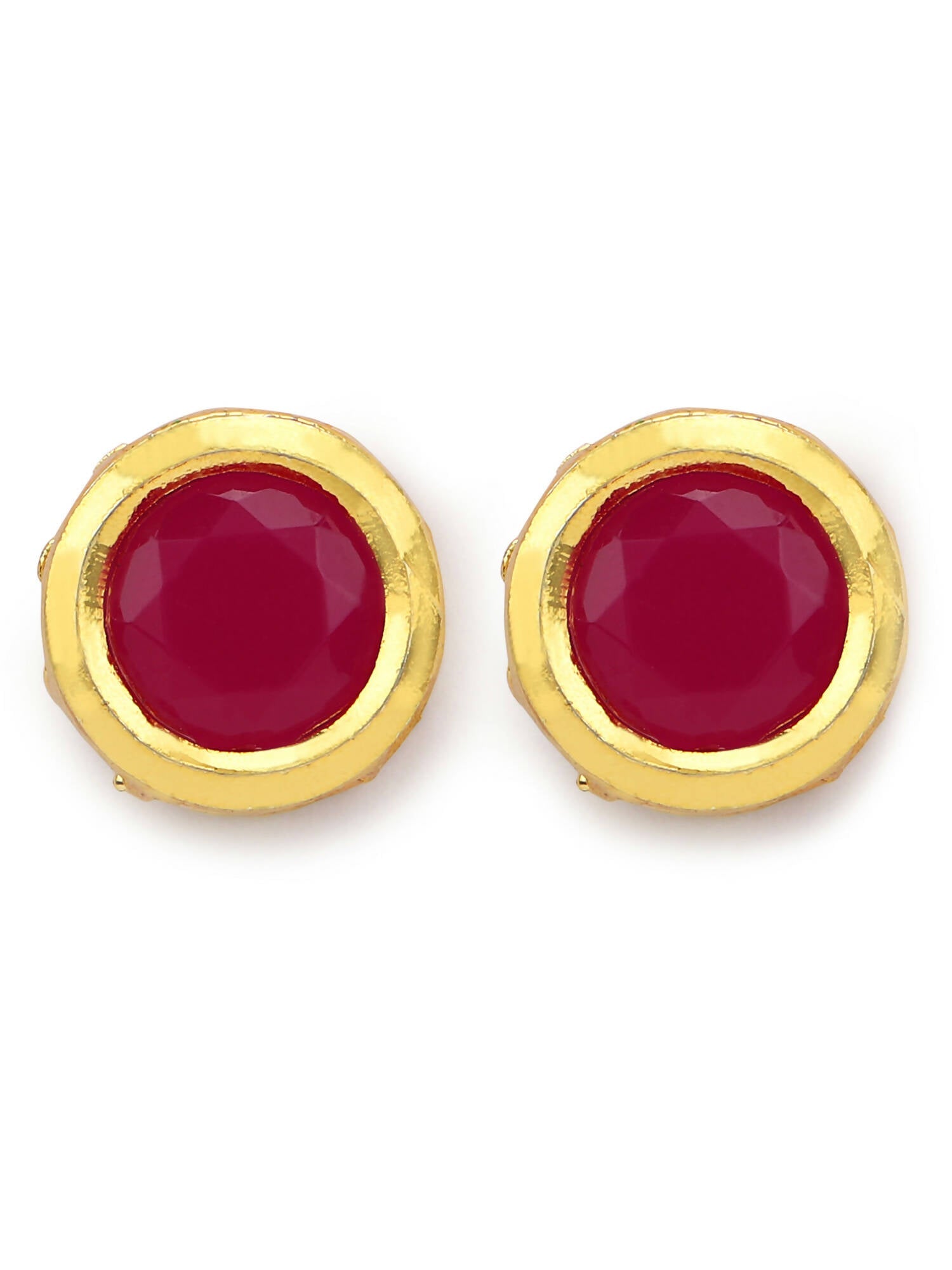 Maroon Circular Studs Earrings - Ruby Raang - Grab2buy