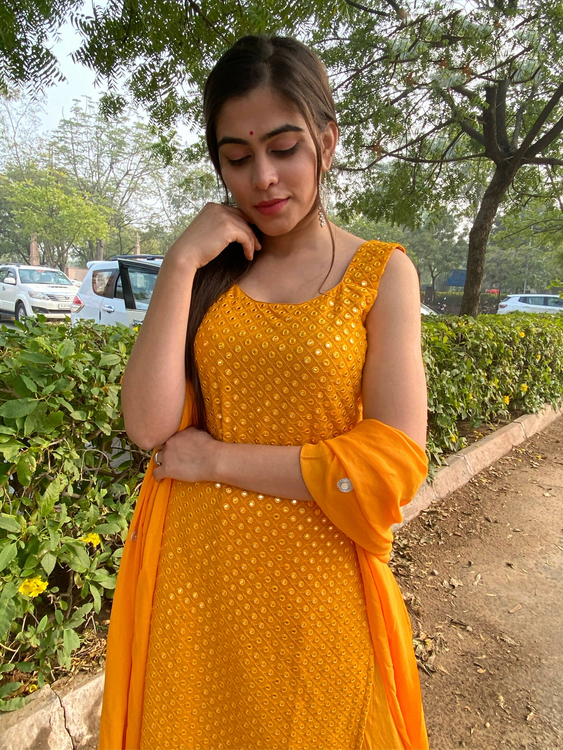 Partywear Designer Yellow Georgette Palazzo Suit - Anbazaar