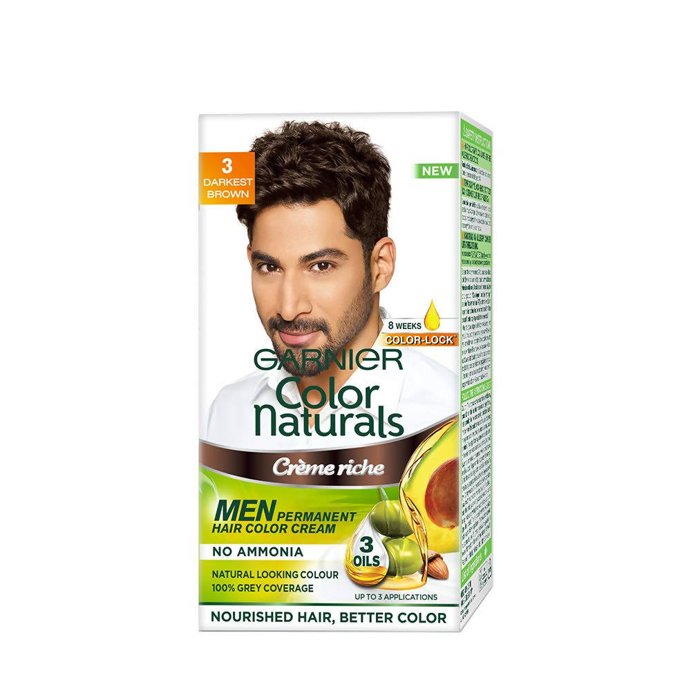 Garnier Color Naturals Creme Riche Men Hair Color - Shade 3 Darkest Brown - Grab2buy