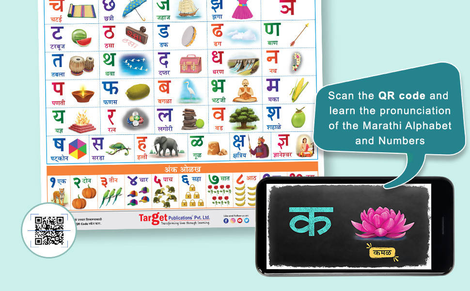 Jumbo Set of 2 Early Learning Charts contains Alphabets & Numbers in Hindi & Marathi for kids 