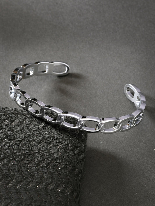 NVR Men's Silver-Plated Metal Cuff Bracelet - Grab2buy