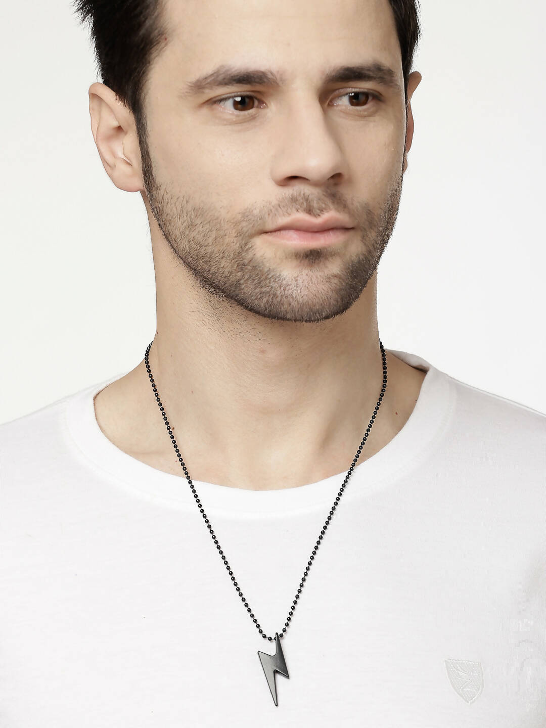 NVR Men Black Plated Flash Pendent With Chain 