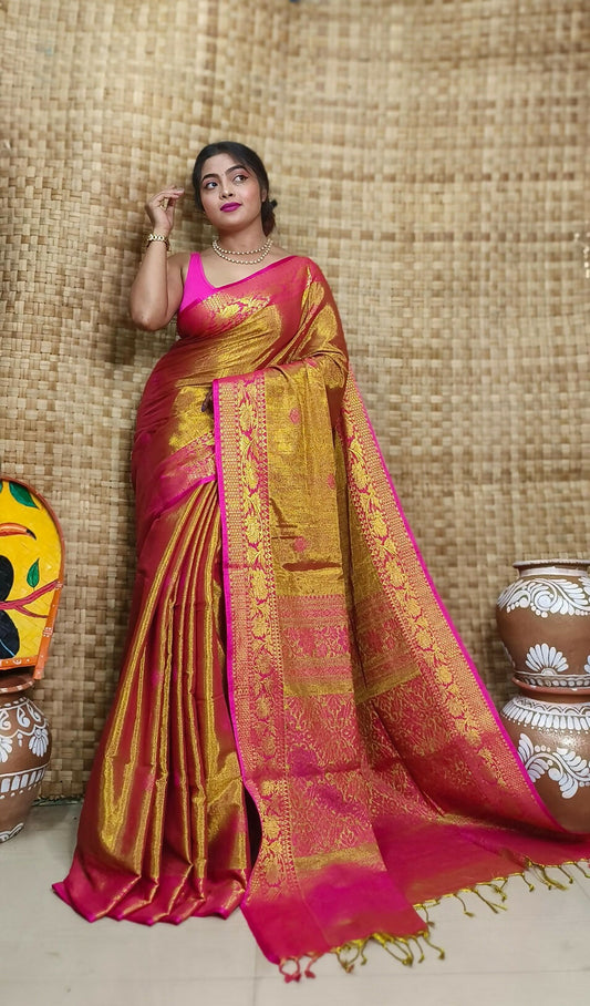 Exclusive Collection Pink Beautiful Tissue Benarasi Grab2Buy 