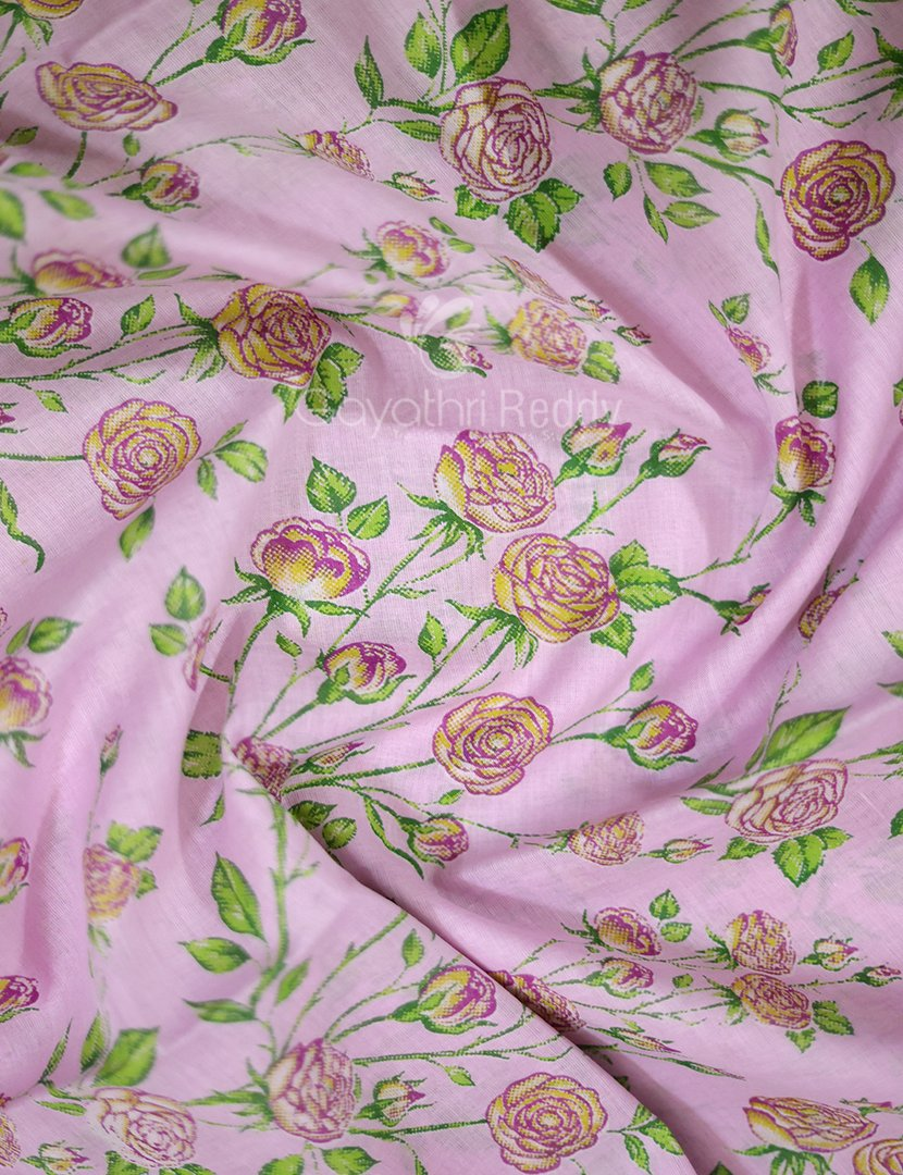 Block Print Baby Pink Dry Mehendi Combo Mulmul Cotton Saree By Gayathri Reddy Designer Studio - Grab2buy