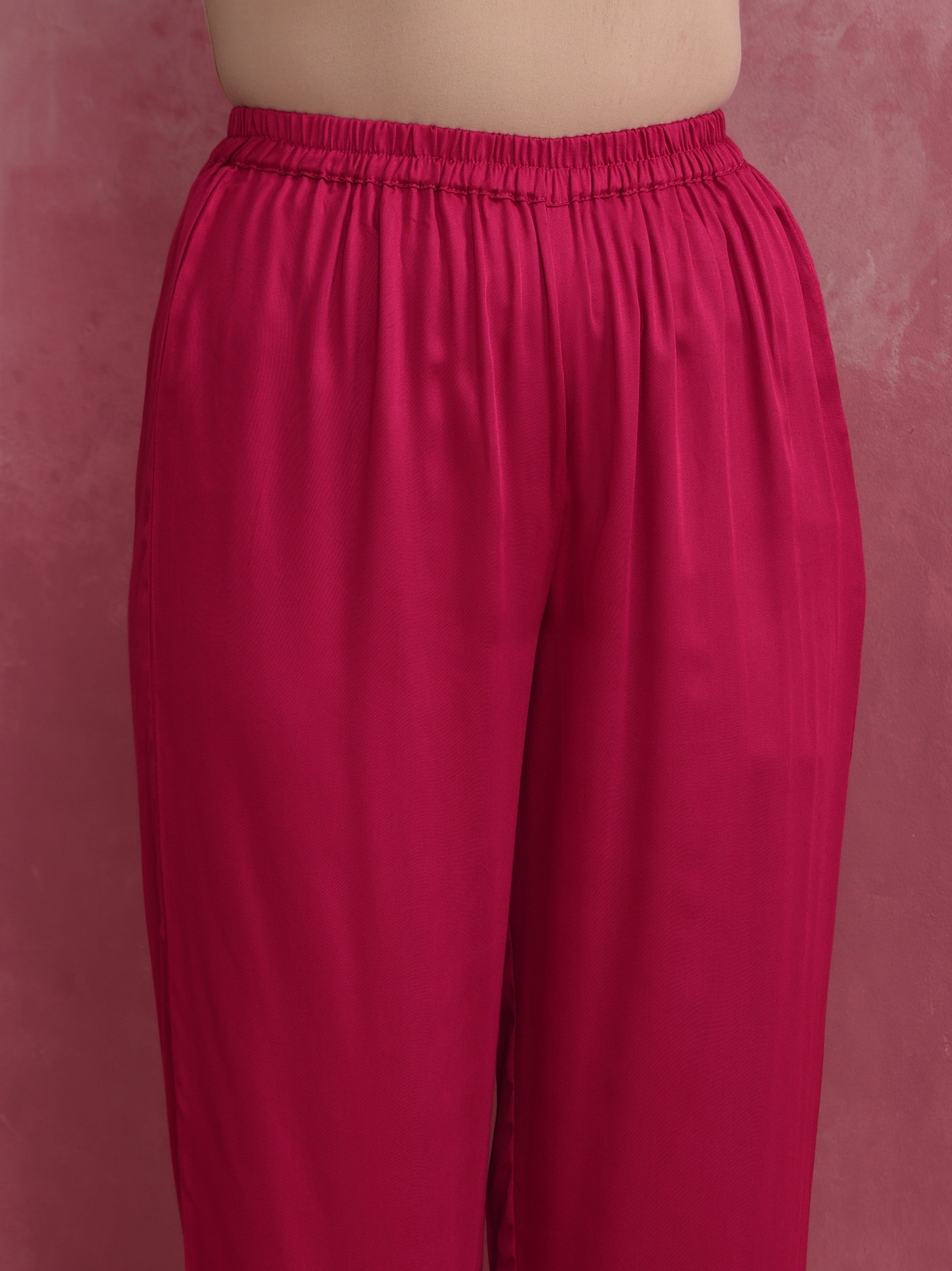 trueBrowns Magenta Highlow Modal Kurta Set 