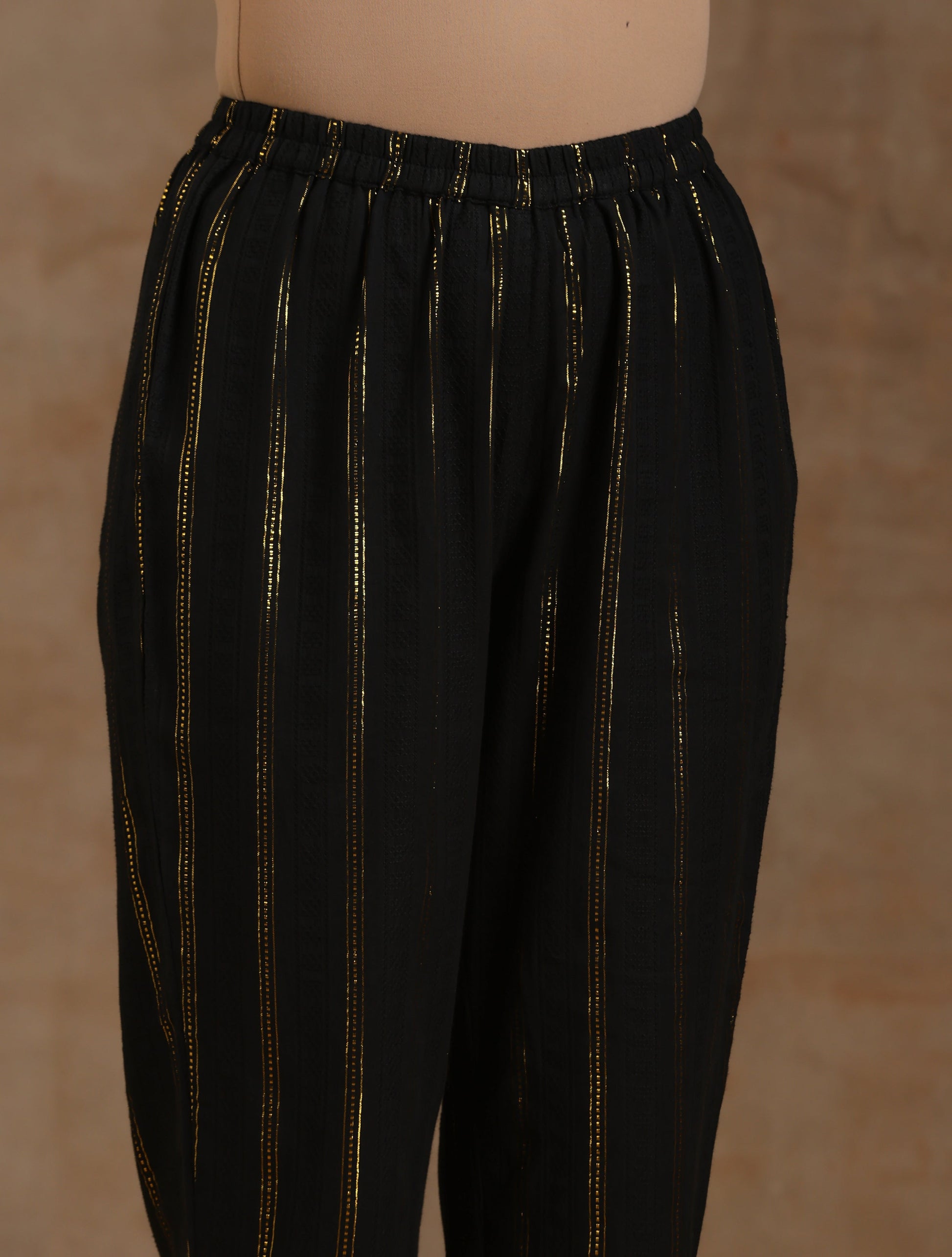trueBrowns Black Gold Cotton Anarkali Set 