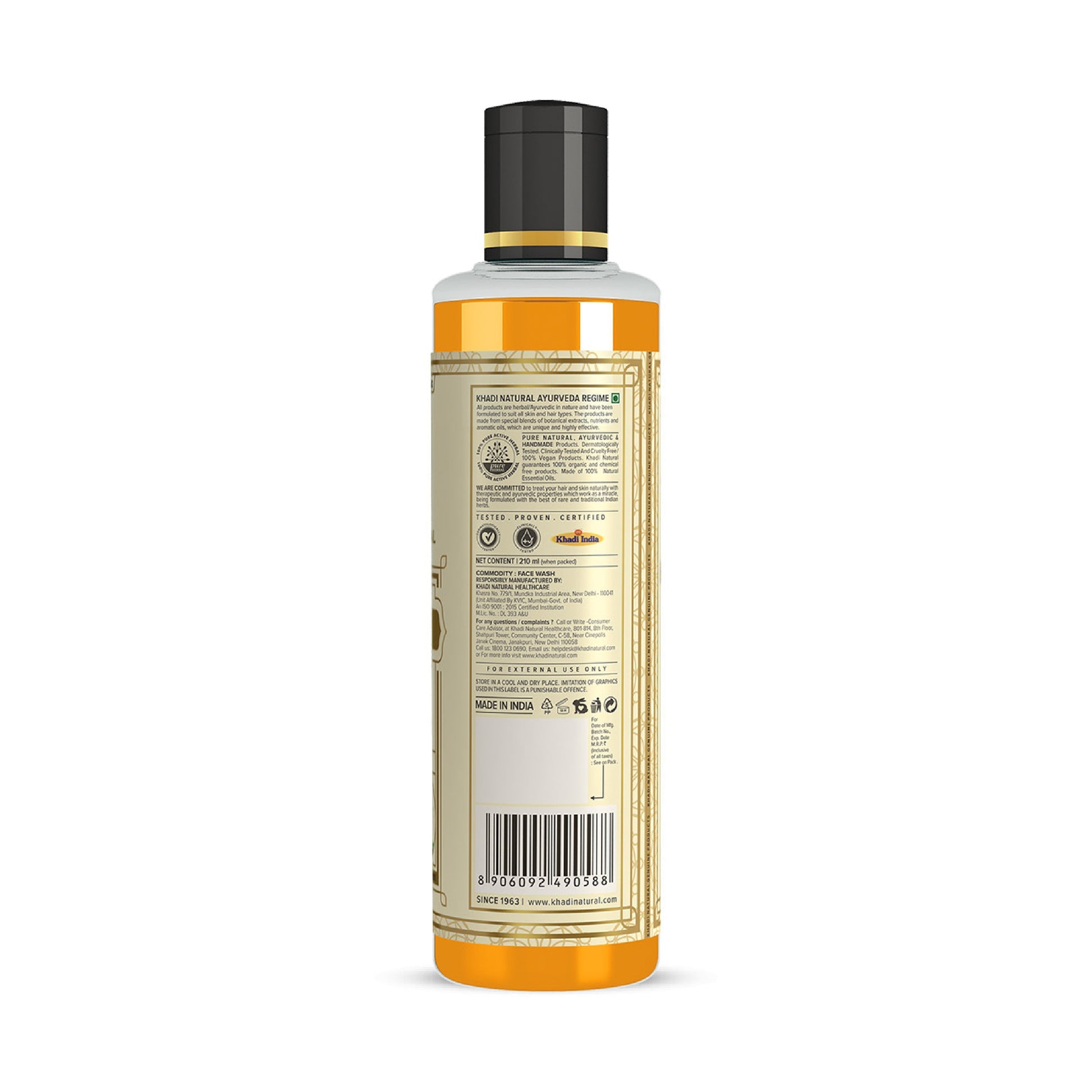 Khadi Natural Herbal Orange & Lemongrass Face Wash SLS & Paraben Free - 210ml 