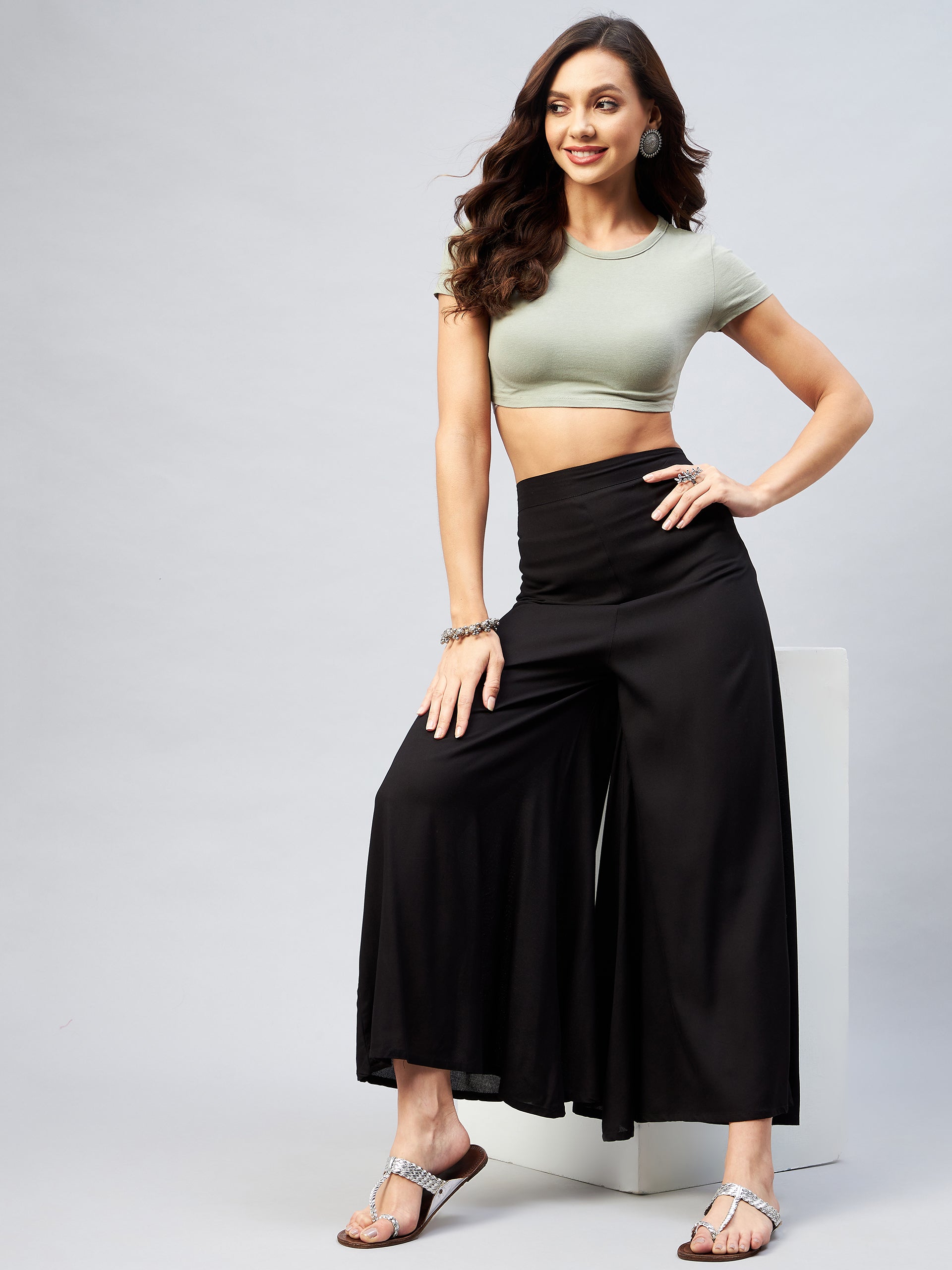 InWeave Solid Black Palazzo 