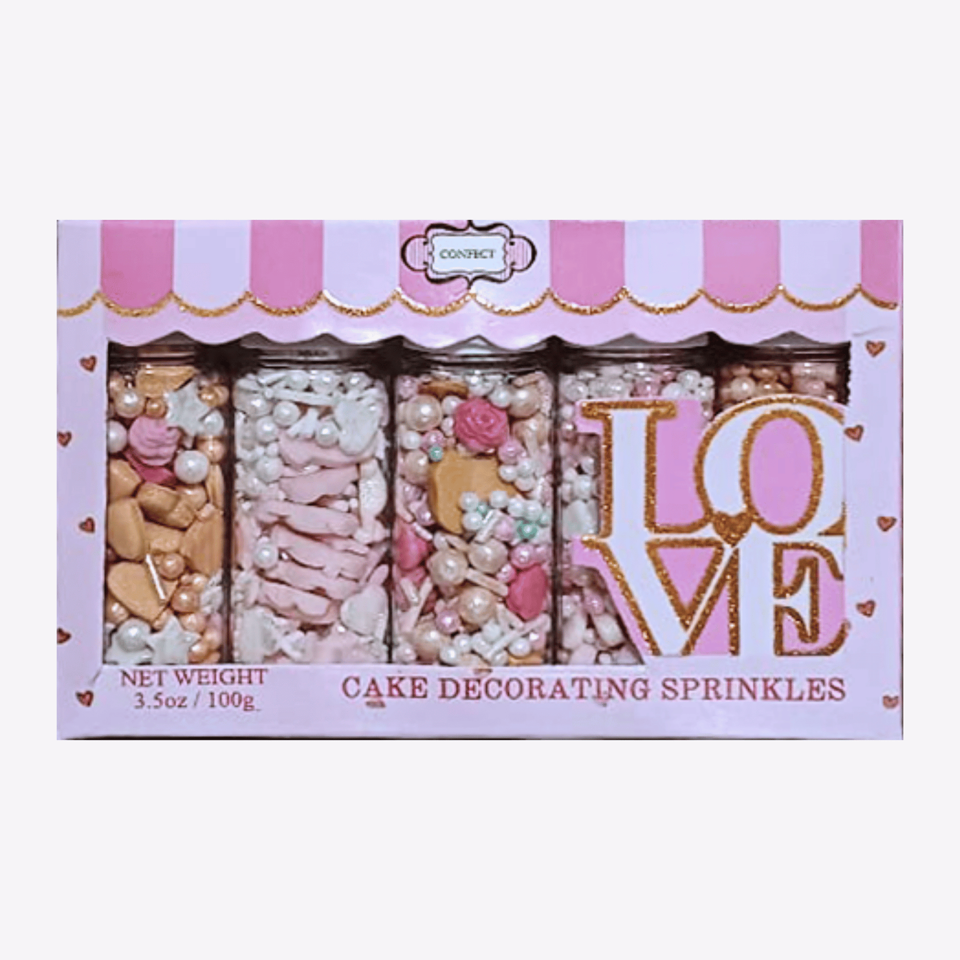 Confect Girls Baby Shower Sprinkles | Mix Heart, Teddy, Baby Feed Bottle & Baby Feet Sprinkles