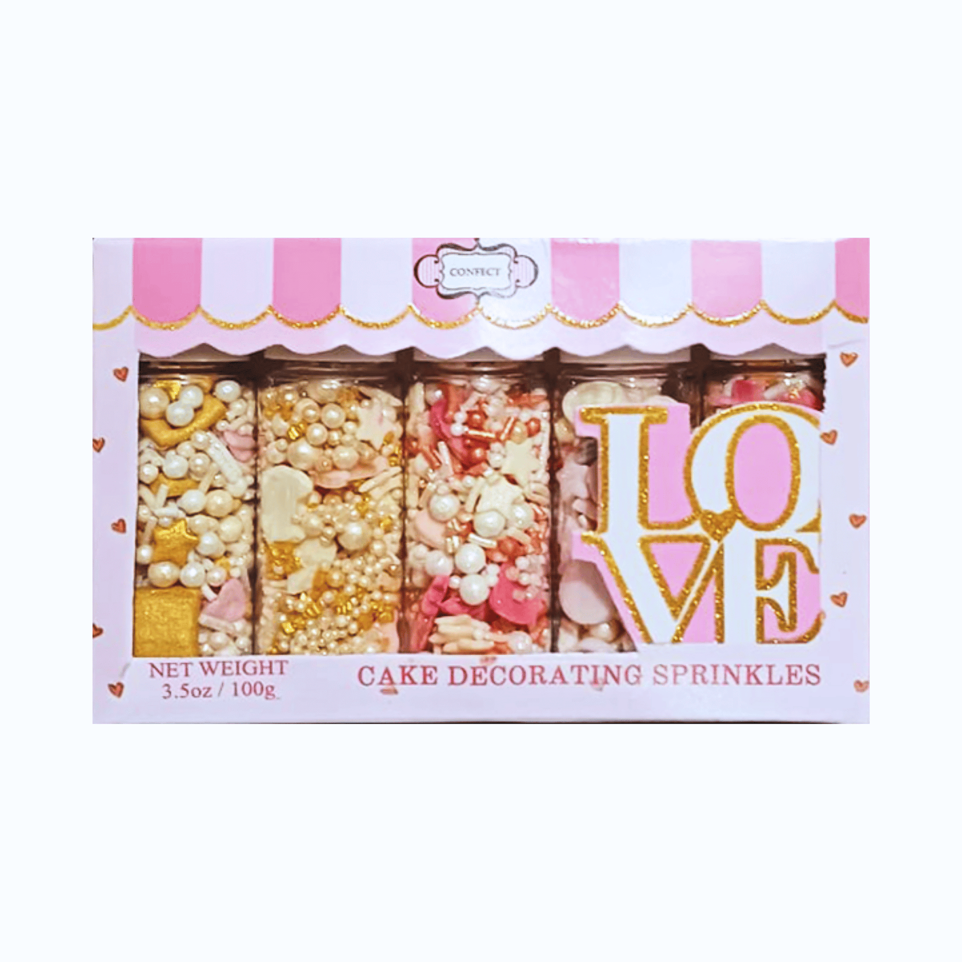 Confect Girls Baby Shower Sprinkles | Mix Heart, Teddy, Baby Feed Bottle & Baby Feet Sprinkles