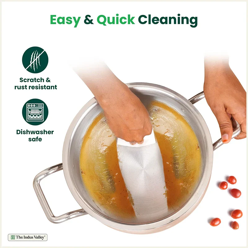 The Indus Valley TurboCuk Tri-ply Stainless Steel Handi Casserole/ Biryani Cooking Pot+ Glass Lid, Premium Quality, 3 Layer Thick Body, 100% Toxin-free, Non-stick, Induction & Gas, 4L  Grab2Buy The Indus Valley Grab2Buy