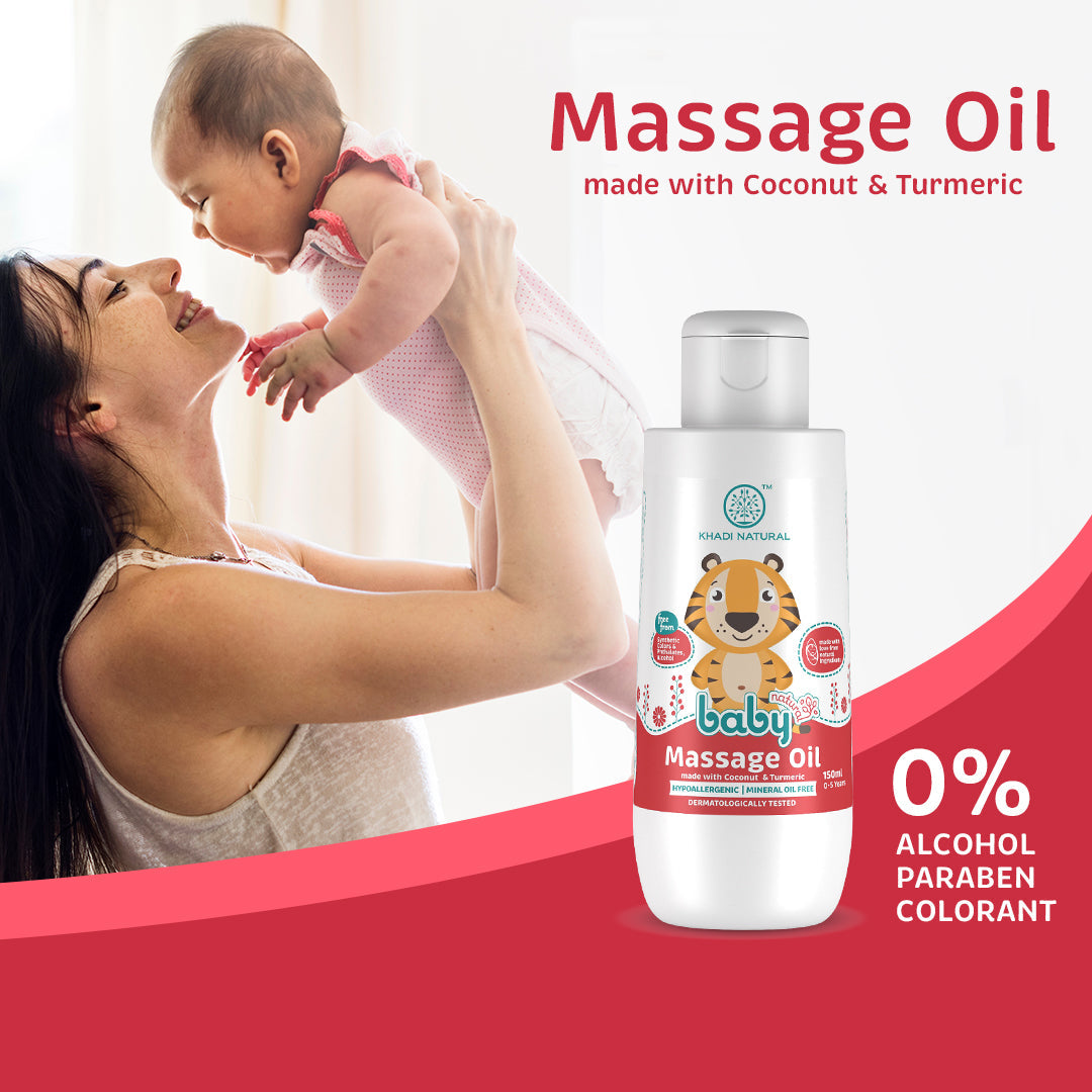 Khadi Natural Baby Massage Oil with Coconut and Turmeric for Nourishing Skin - 150ml 