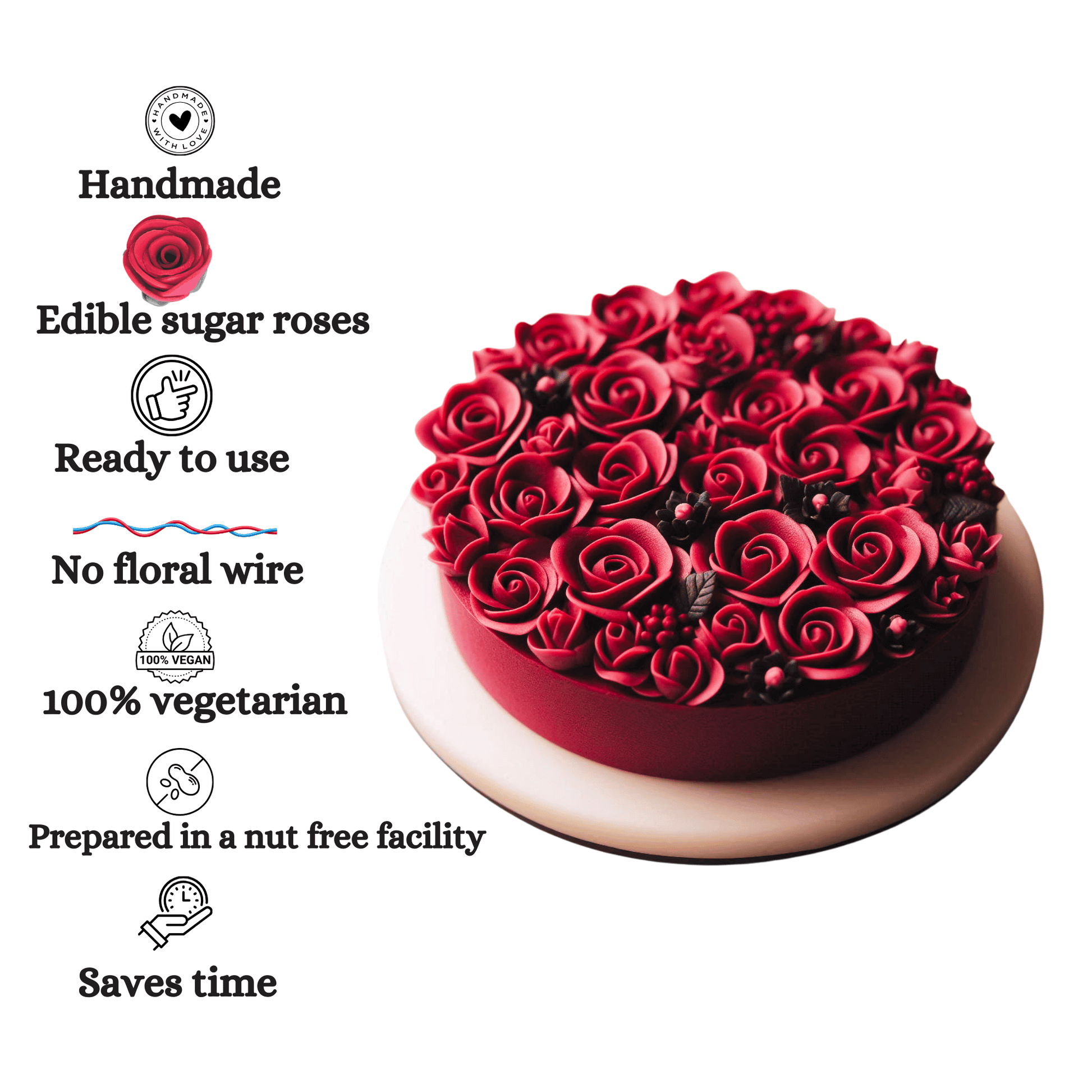 Confect Crimson Pink | Edible Sugar Roses Topper