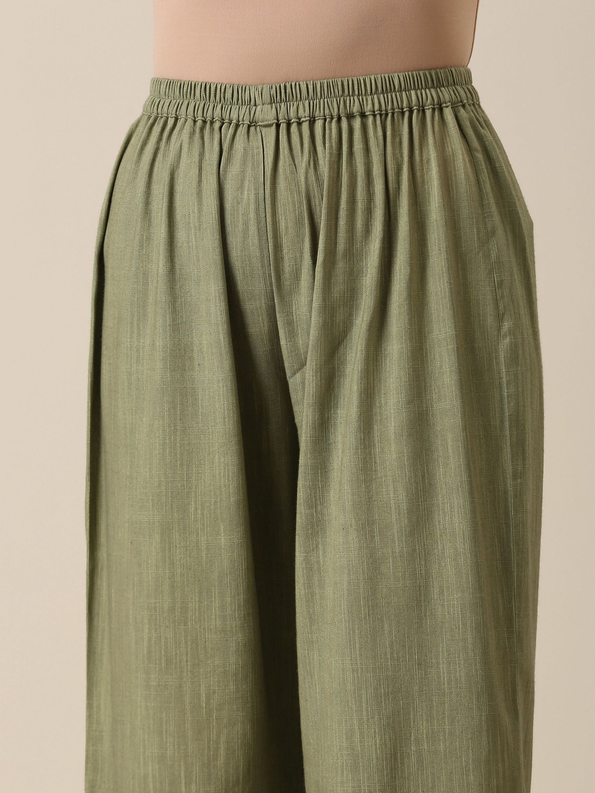 trueBrowns Sage Slub Texture Angrakha Pant Set 