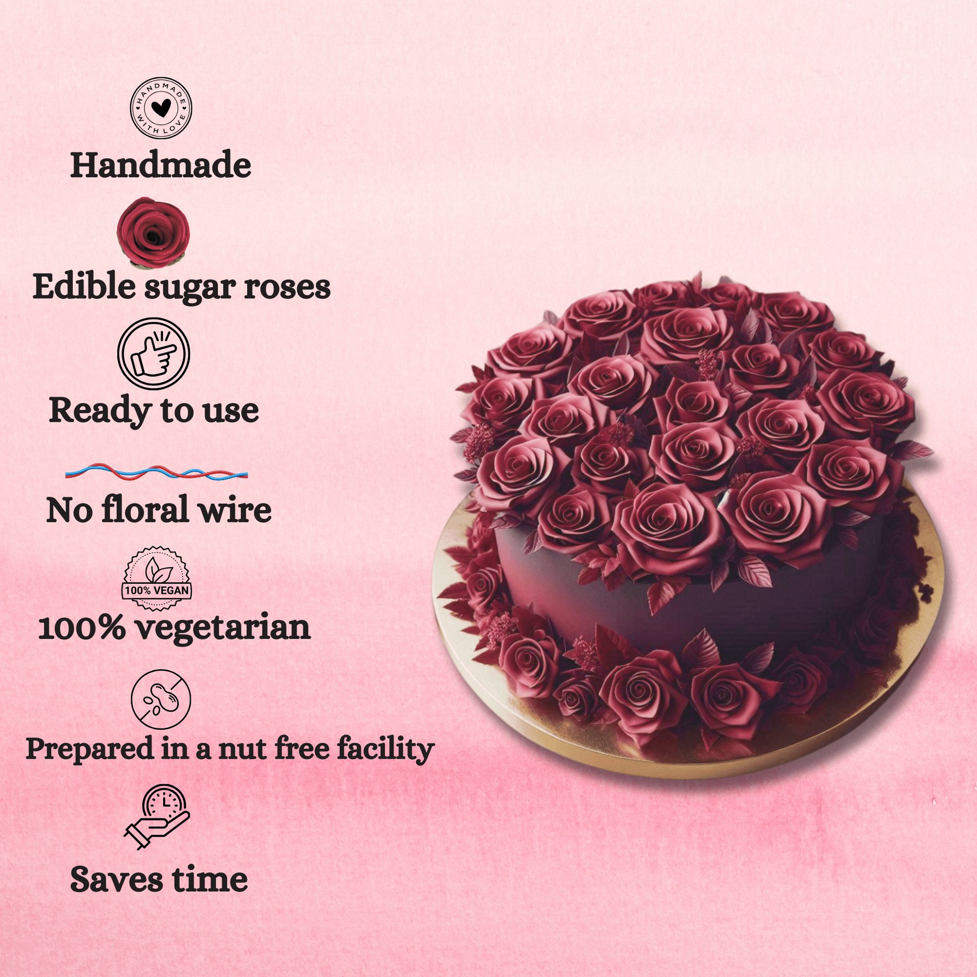 Confect Burgundy | Edible Sugar Flowers