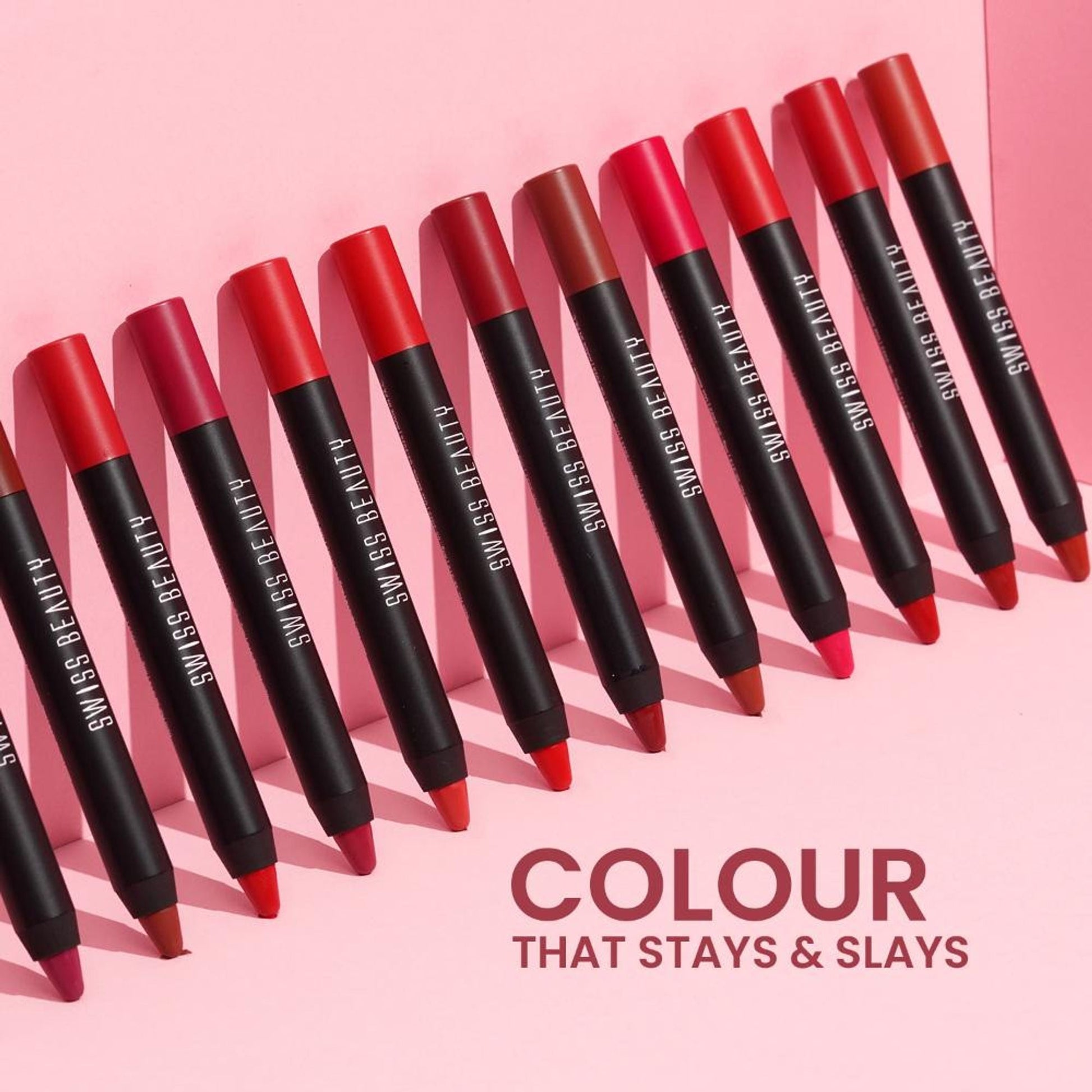 Swiss Beauty Matte Long Lasting Stay Maxx Lip Crayon Lipstick Matte Finish - Smoke Red