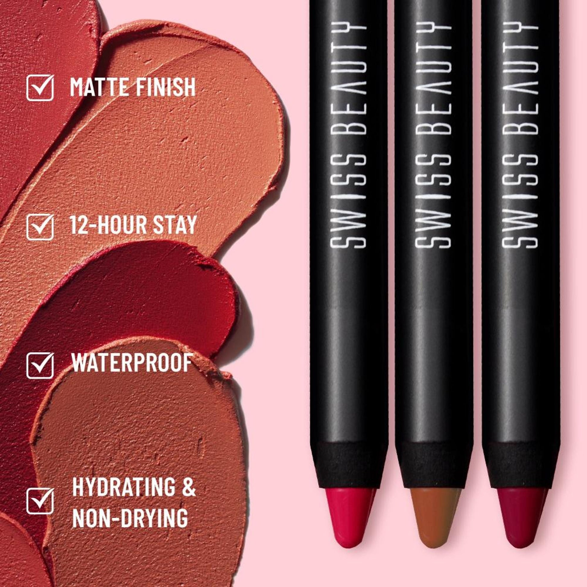 Swiss Beauty Matte Long Lasting Stay Maxx Lip Crayon Lipstick Matte Finish - Bare