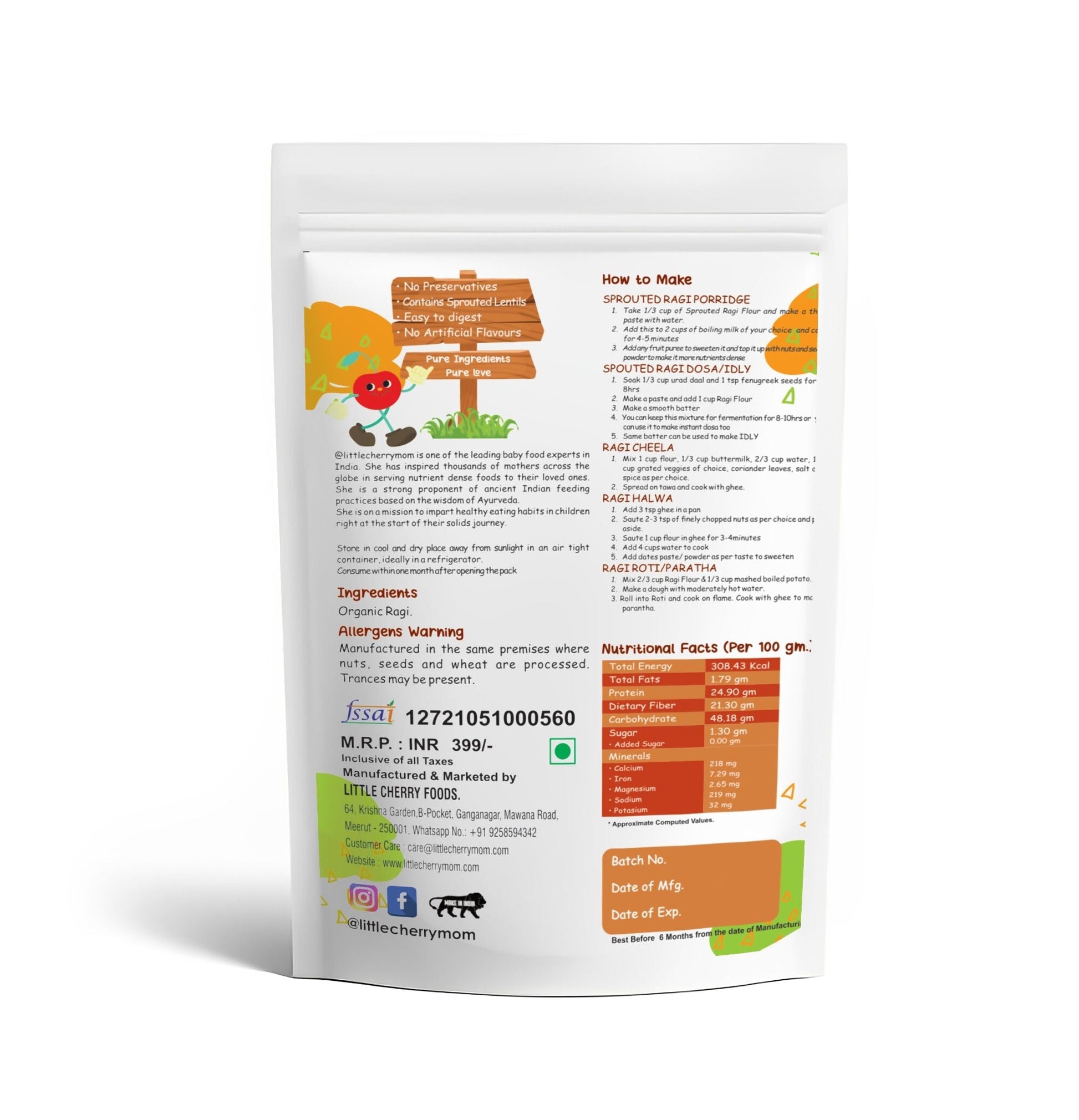 Littlecherrymom Sprouted Ragi Flour | Swadesiicart