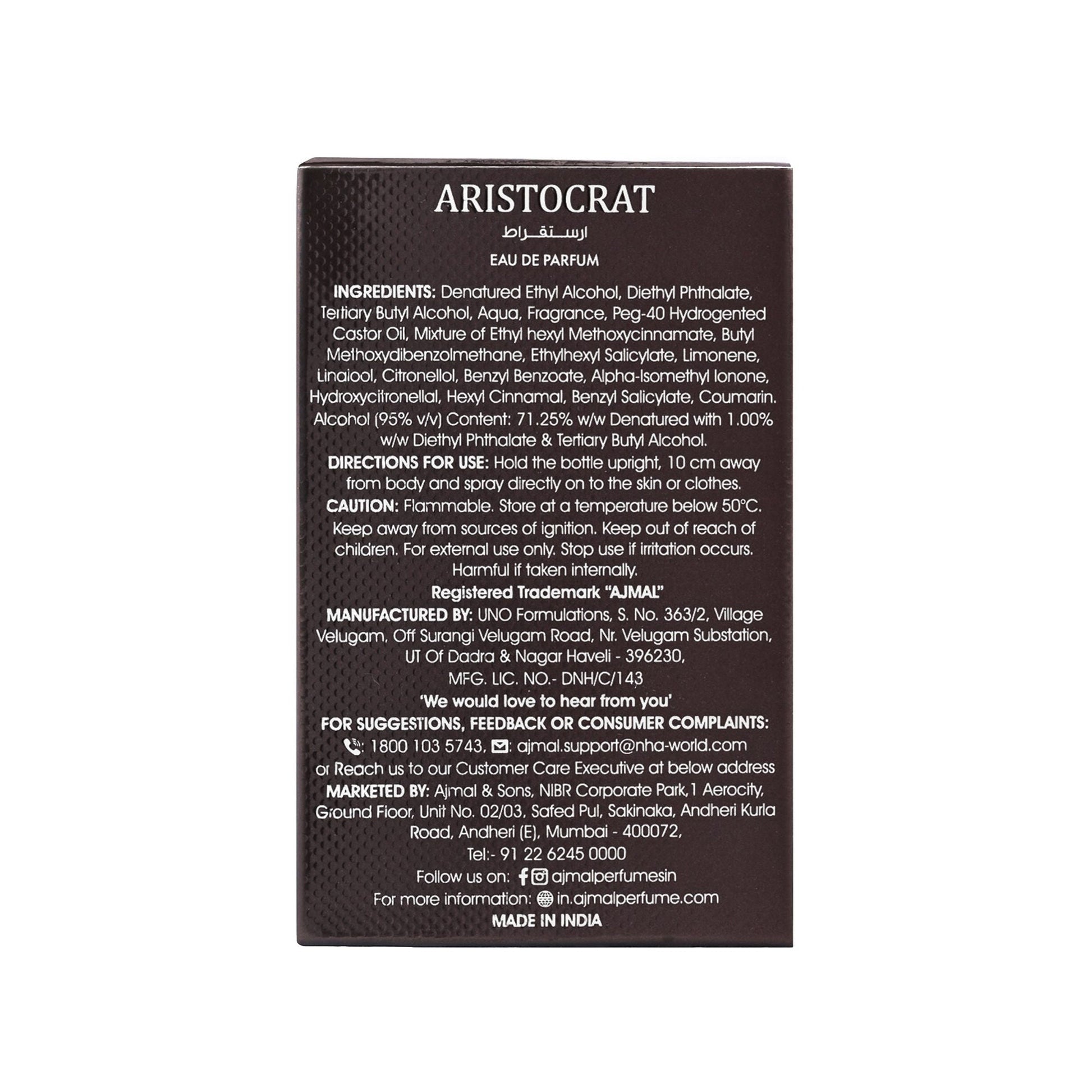 Ajmal India Aristocrat Long Lasting Eau De Parfum