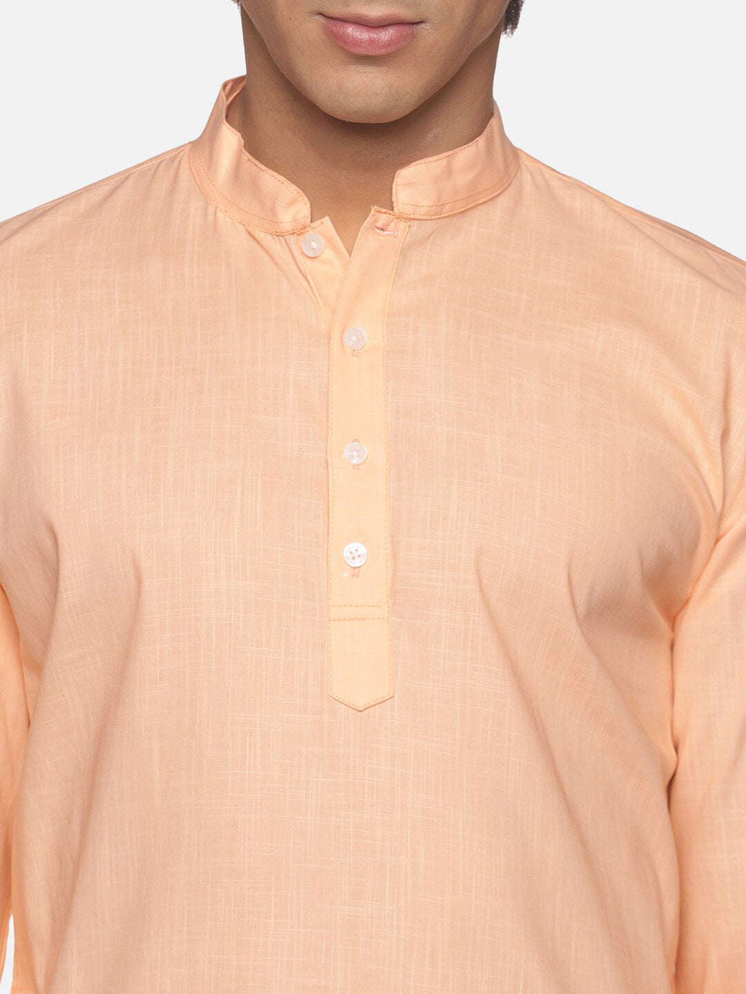 Sethukrishna Men Orange Pure Cotton Kurta with Salwar