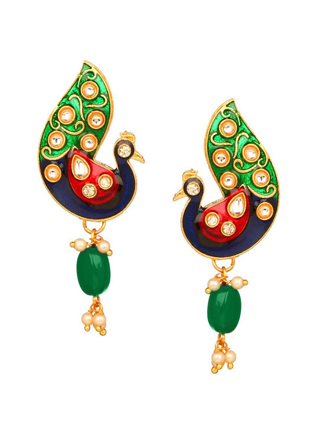 Cardinal Gold-Plated Green Studded Jewellery Set - Grab2buy