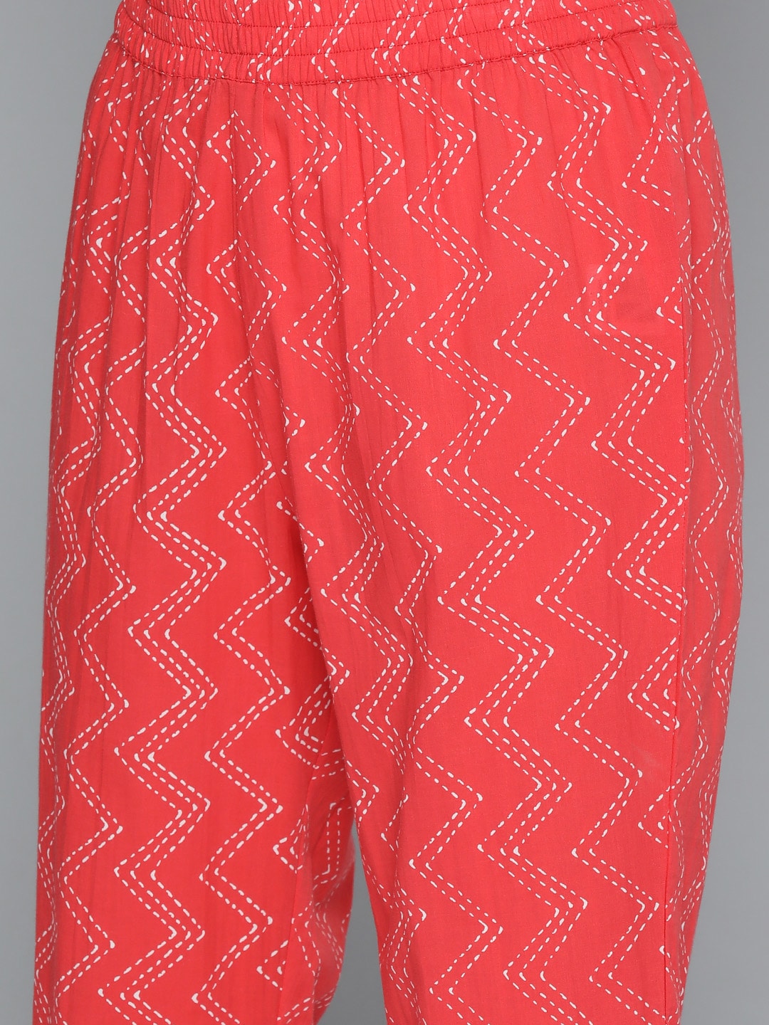 HERE&NOW Floral Print Cotton Empire Kurta with Trousers