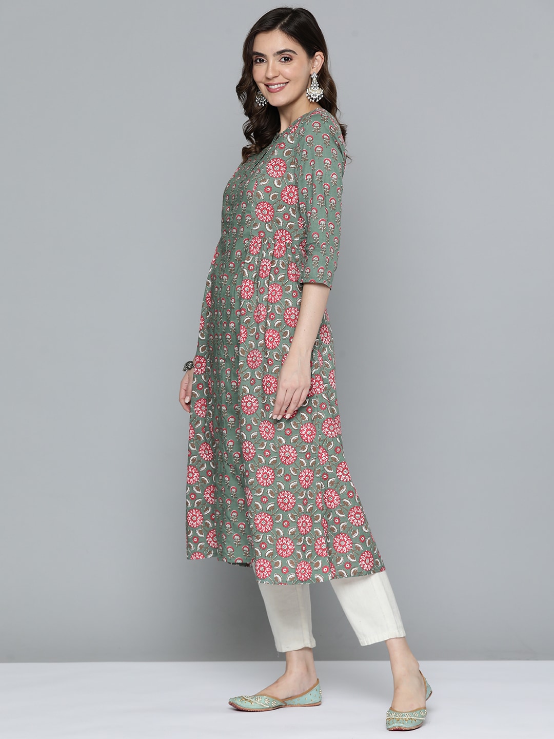 HERE&NOW Pure Cotton Ethnic Motifs Printed Kurta