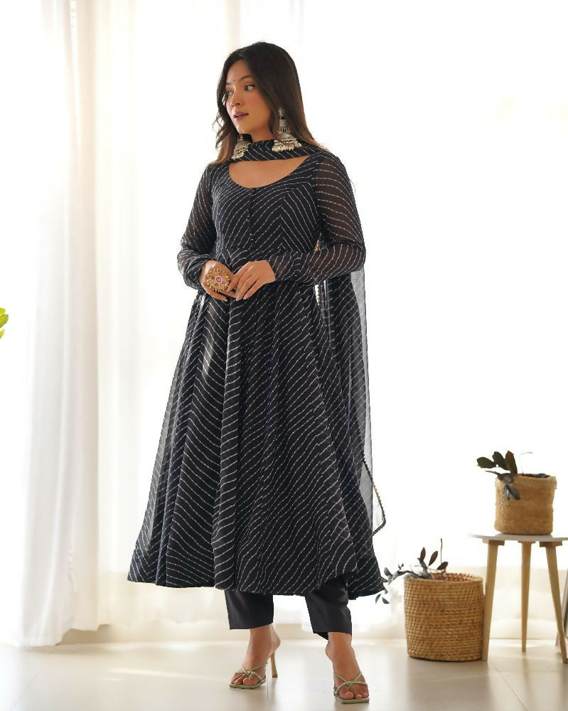 Joban Fashion Black Kurta Set Georgette Sequence Embroidery Work 