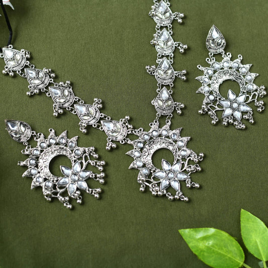 Mominos Fashion Johar Kamal Women Silver-Plated Brass Finish Rani Haar Statement Necklace - Grab2buy