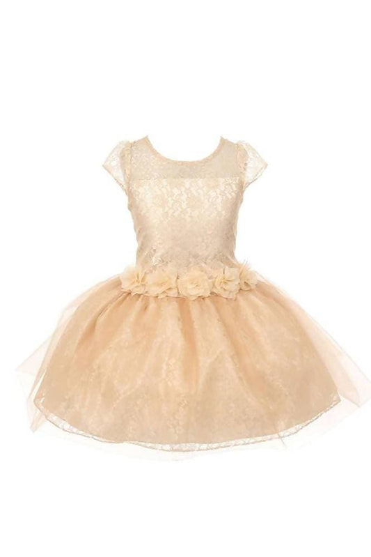 Asmaani Baby Girl's Gold Color Satin A-Line Frock (AS-DRESS_22132) - Grab2buy