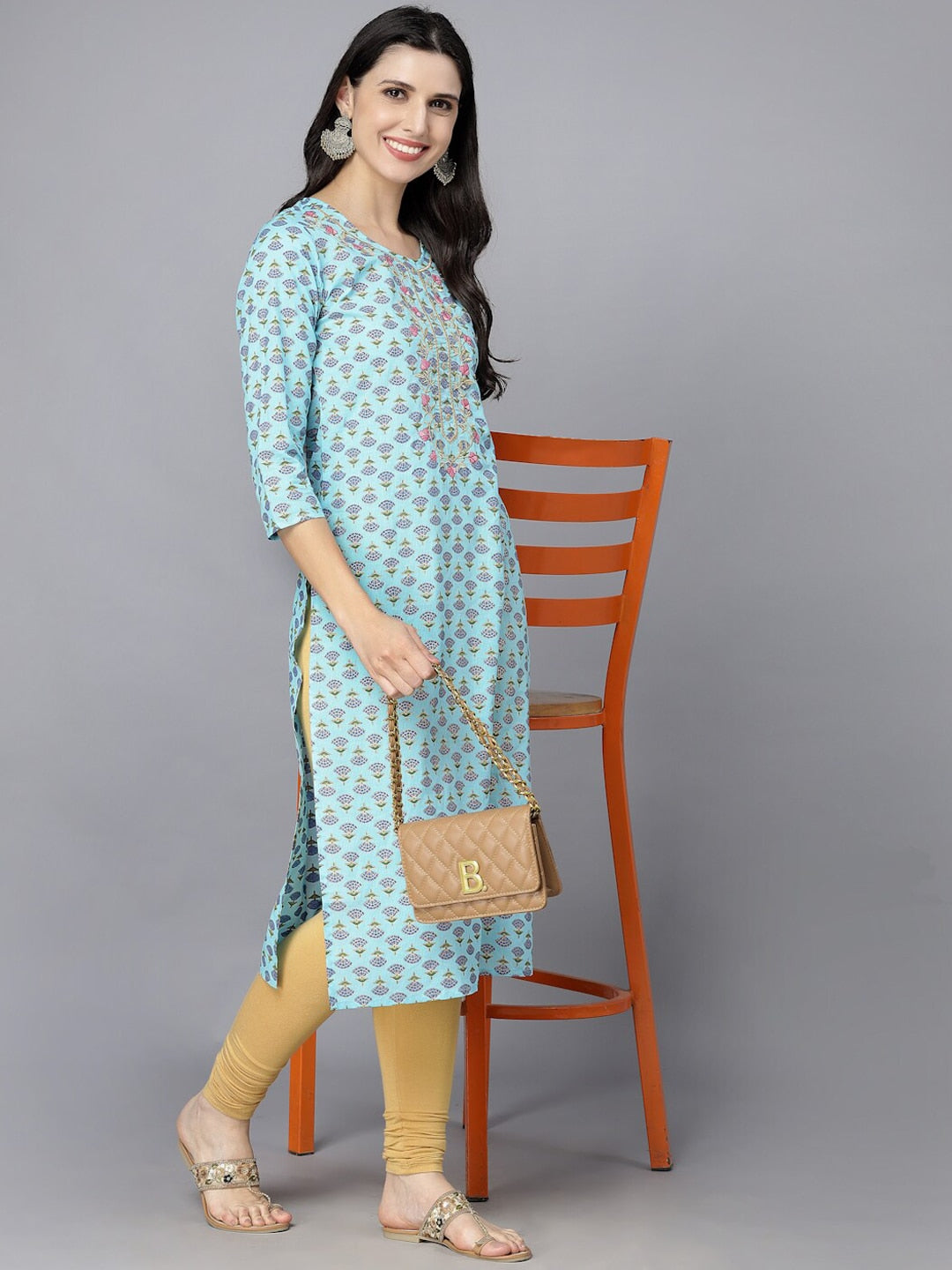 HERE&NOW Women Ethnic Motifs Printed Flared Sleeves Kurta