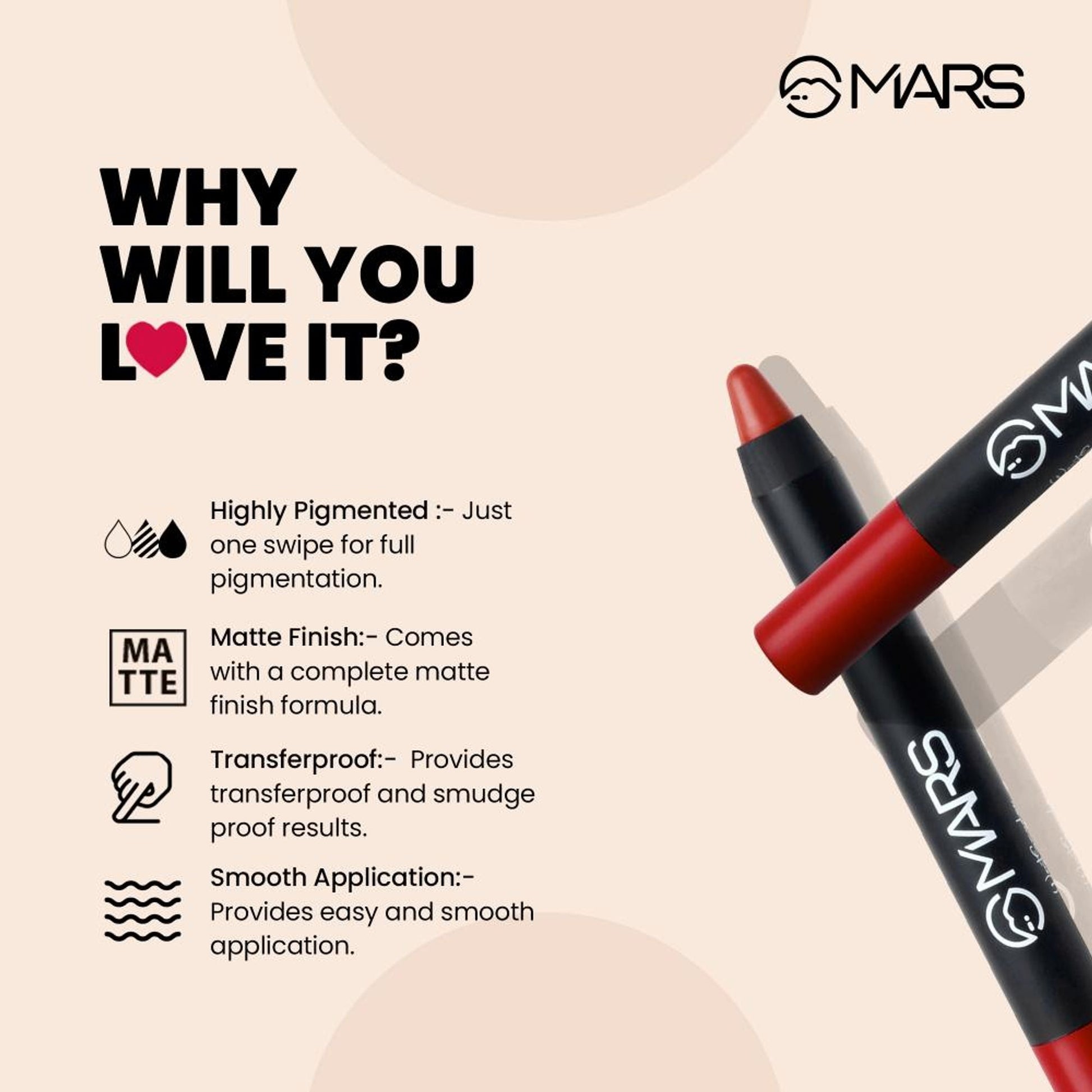MARS Cosmetics Won't Smudge Won't Budge Lip Crayon - I Won't Give Up 