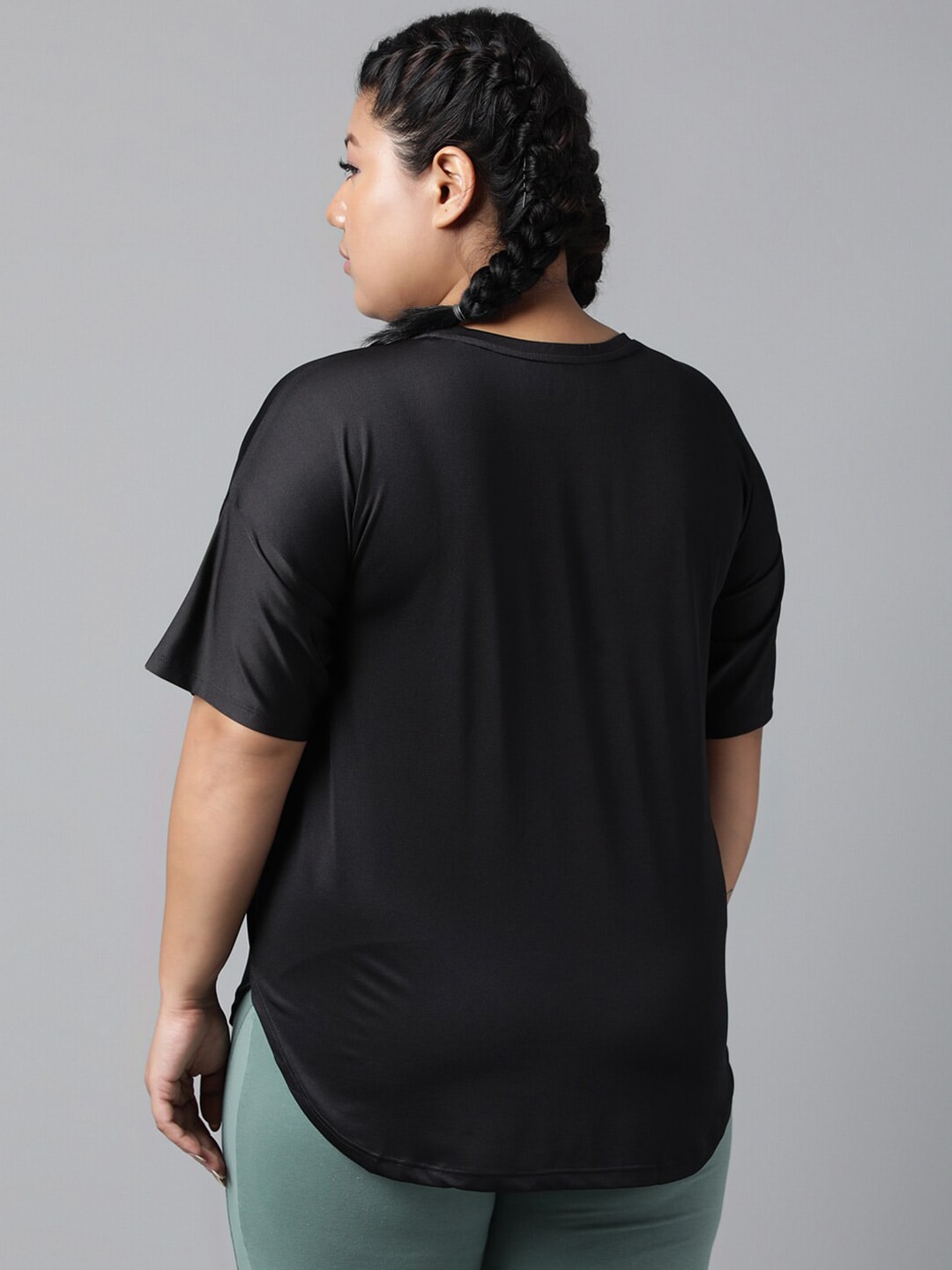 MKH Typography Printed Plus Size Drop Shoulder Sleeves Relaxed Fit Dri-FIT Sports T-shirt 