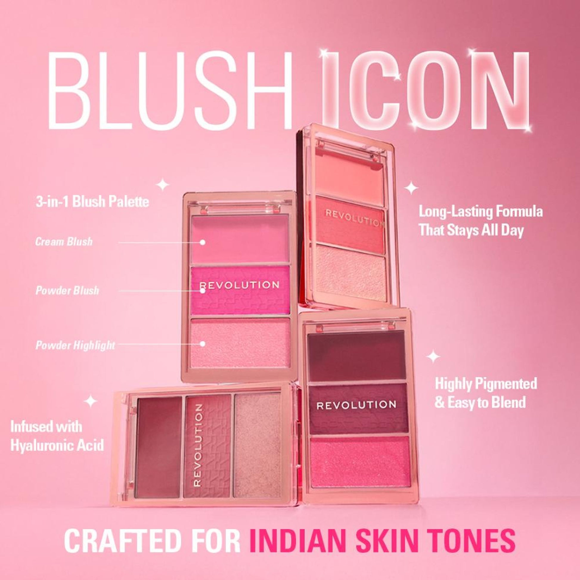Makeup Revolution Blush Icon Palette - Aura Points Rose