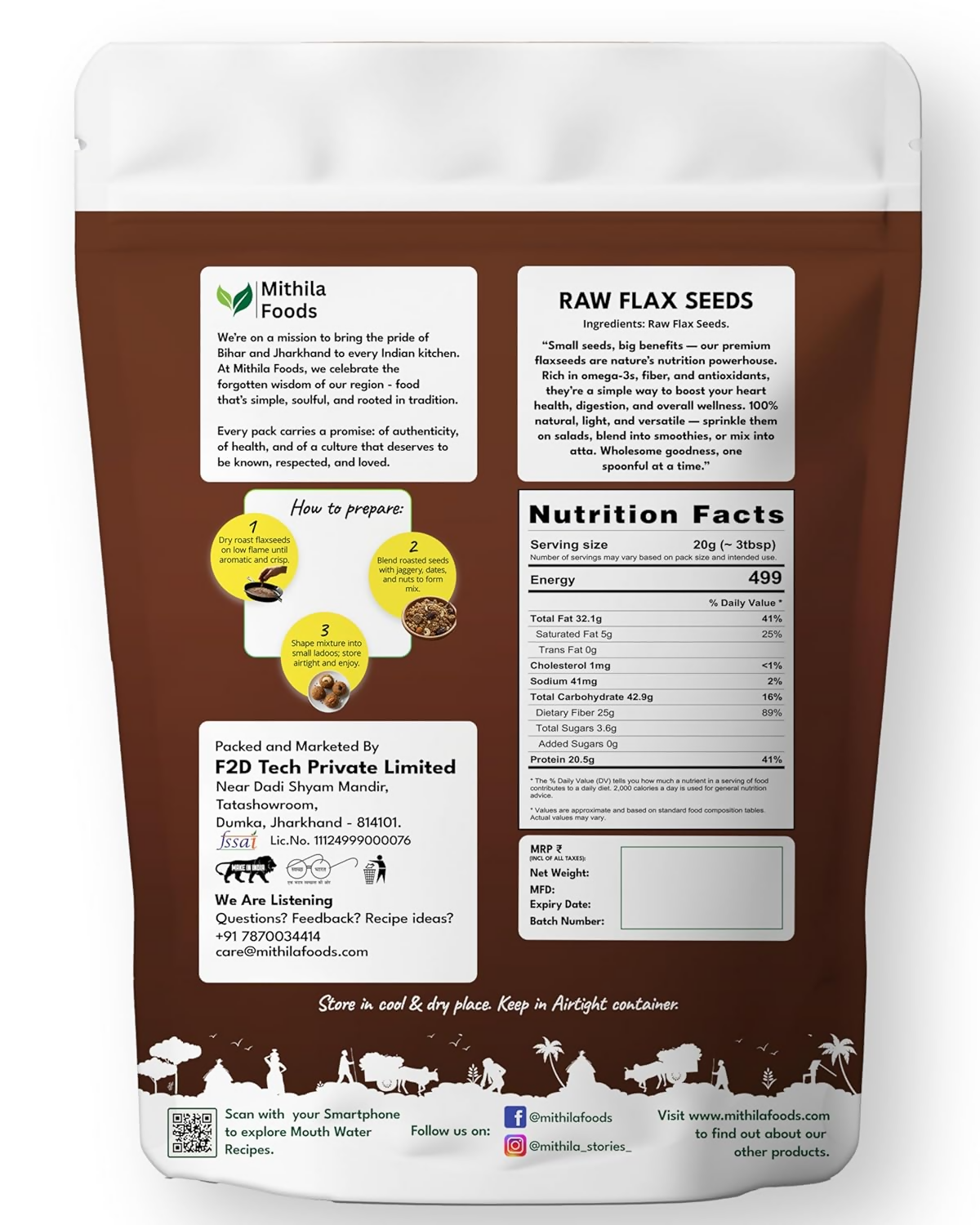 Mithila Foods Premium Flax Seeds Alsi Beej For Weight Loss, Hair Growth & Skin Care