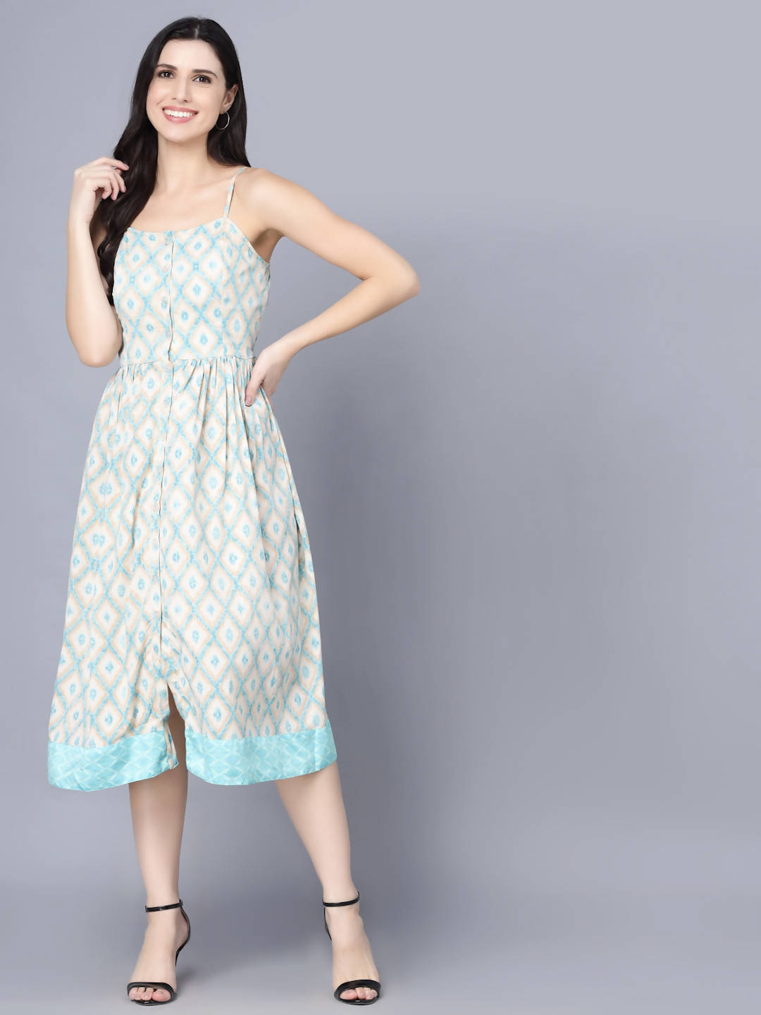 Myshka Multicoloured Floral Organic Cotton Crepe Midi Dress