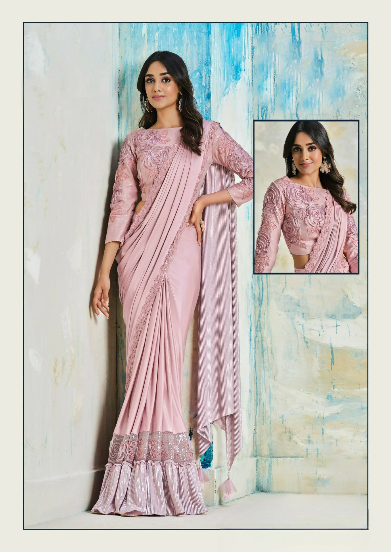 Lycra Saree With Stitched Blouse - Mohmanthan Royal
