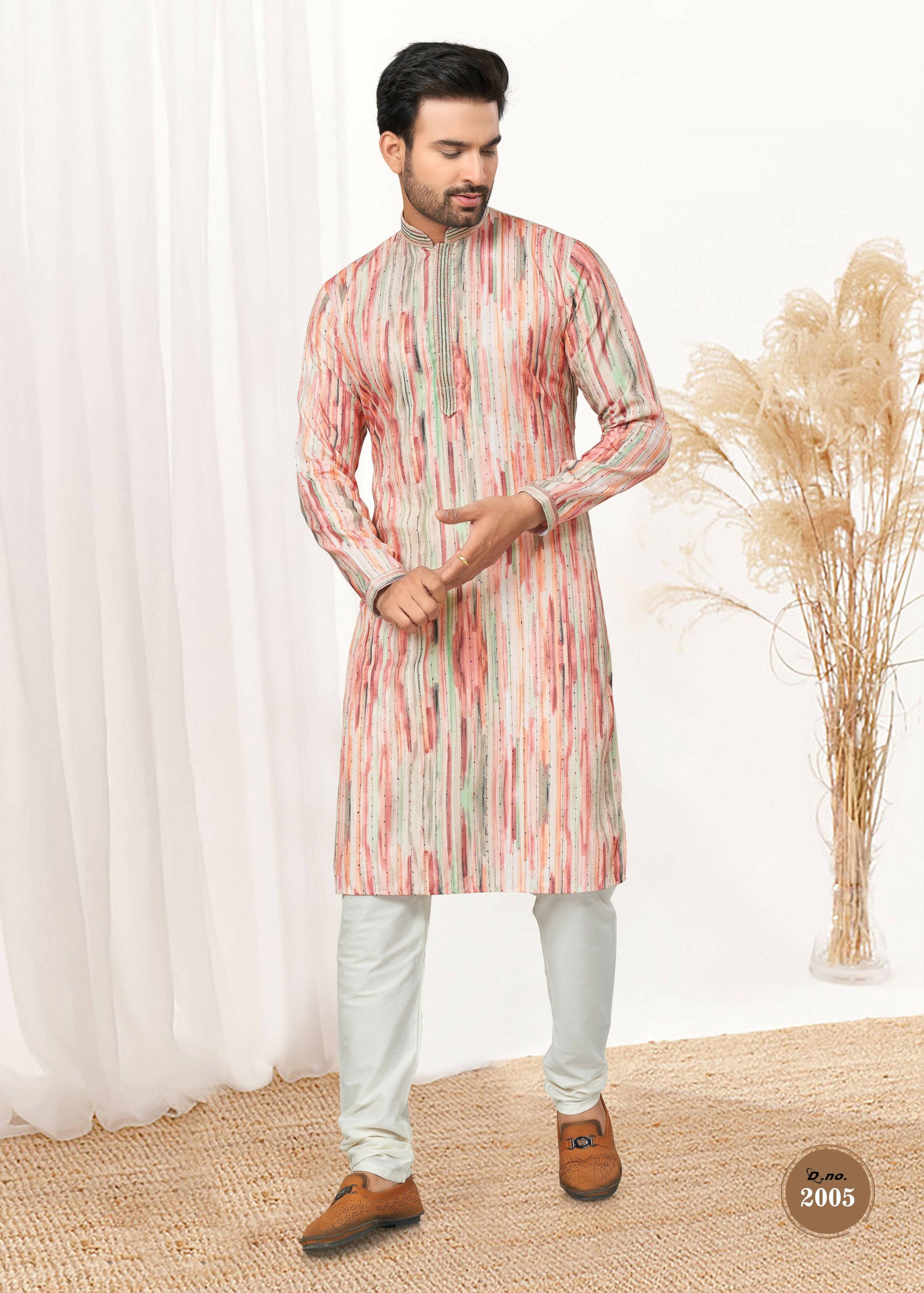 Joban Fashion Men's multicolor Cotton printed Kurta Pyjama set