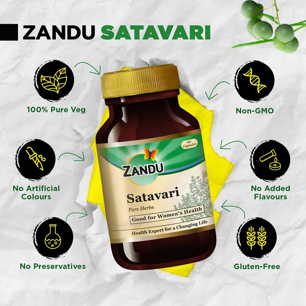 Zandu Satavari Pure Herbs Capsules - Grab2buy